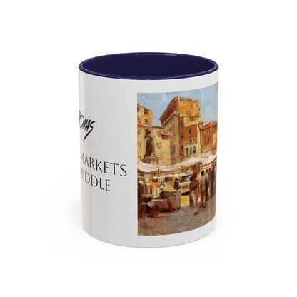 Tuscany Markets in the Middle - Elegant Accented Coffee Mug - 11oz & 15oz - Italian Landscapes - Andy Thomas Designs
