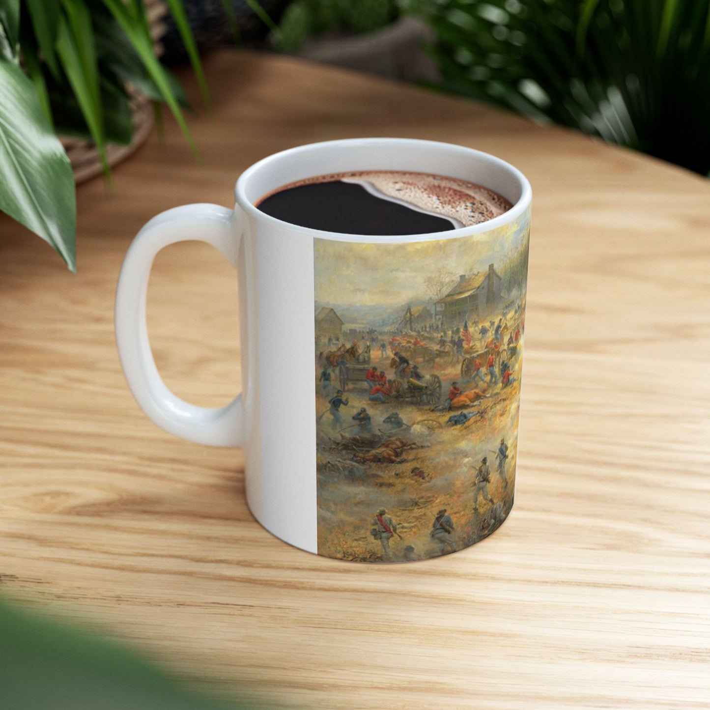 On the Battery - Ceramic Mug with Pea Ridge Civil War Design.