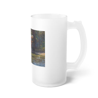 It's a Big One - Frosted Glass Beer Mug - Scenic Fishing Design