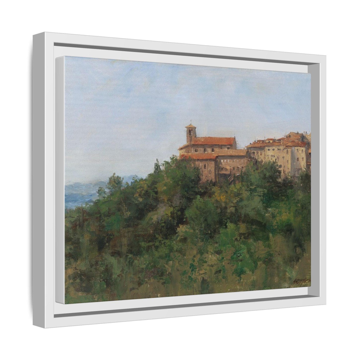 Hilltown Scansano - Framed Matte Canvas Art - Colorful Italian Landscape - Andy Thomas Designs