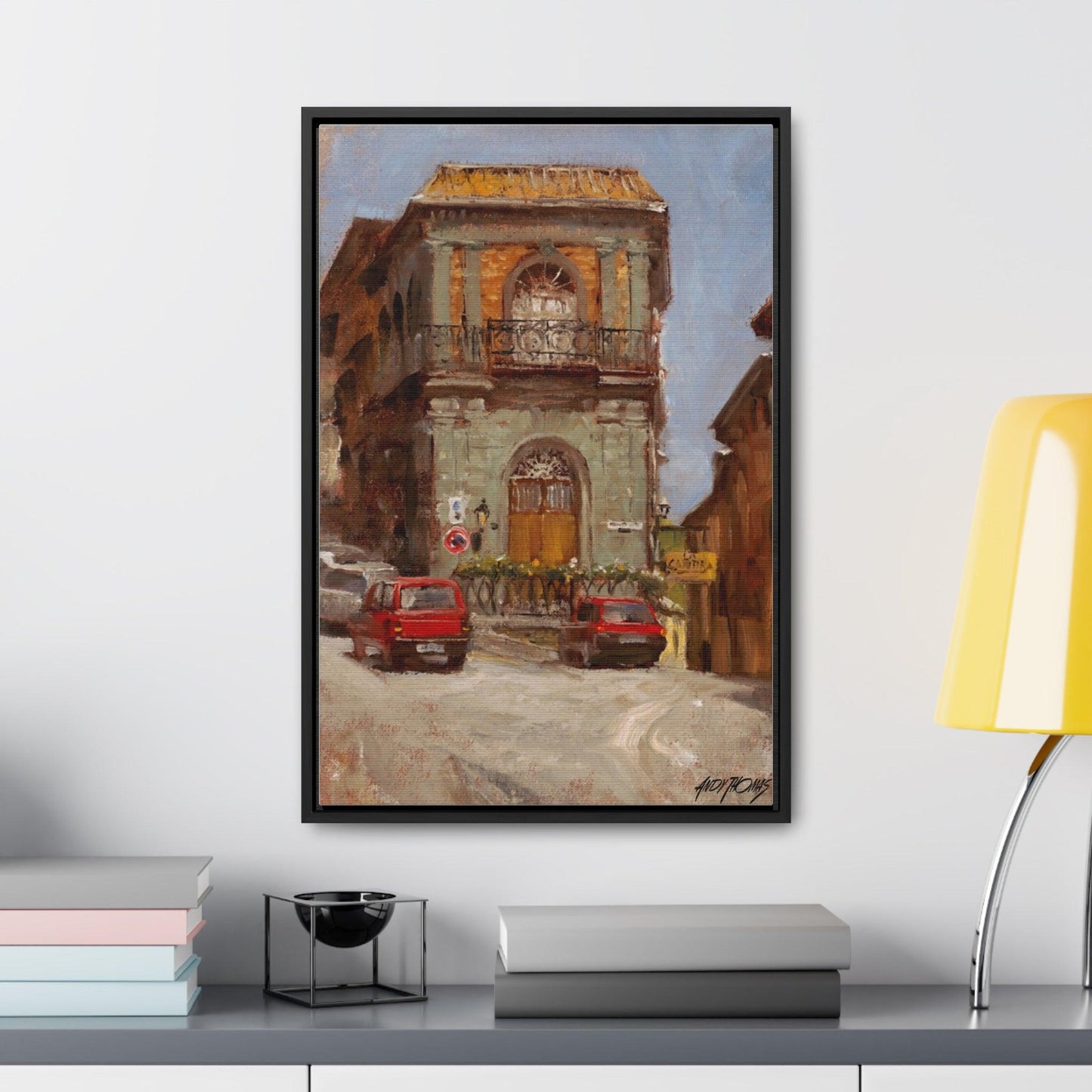 Italian Cars - Charming Vertical Canvas Wrap - Artful Italian Street Home Decor - Andy Thomas Designs