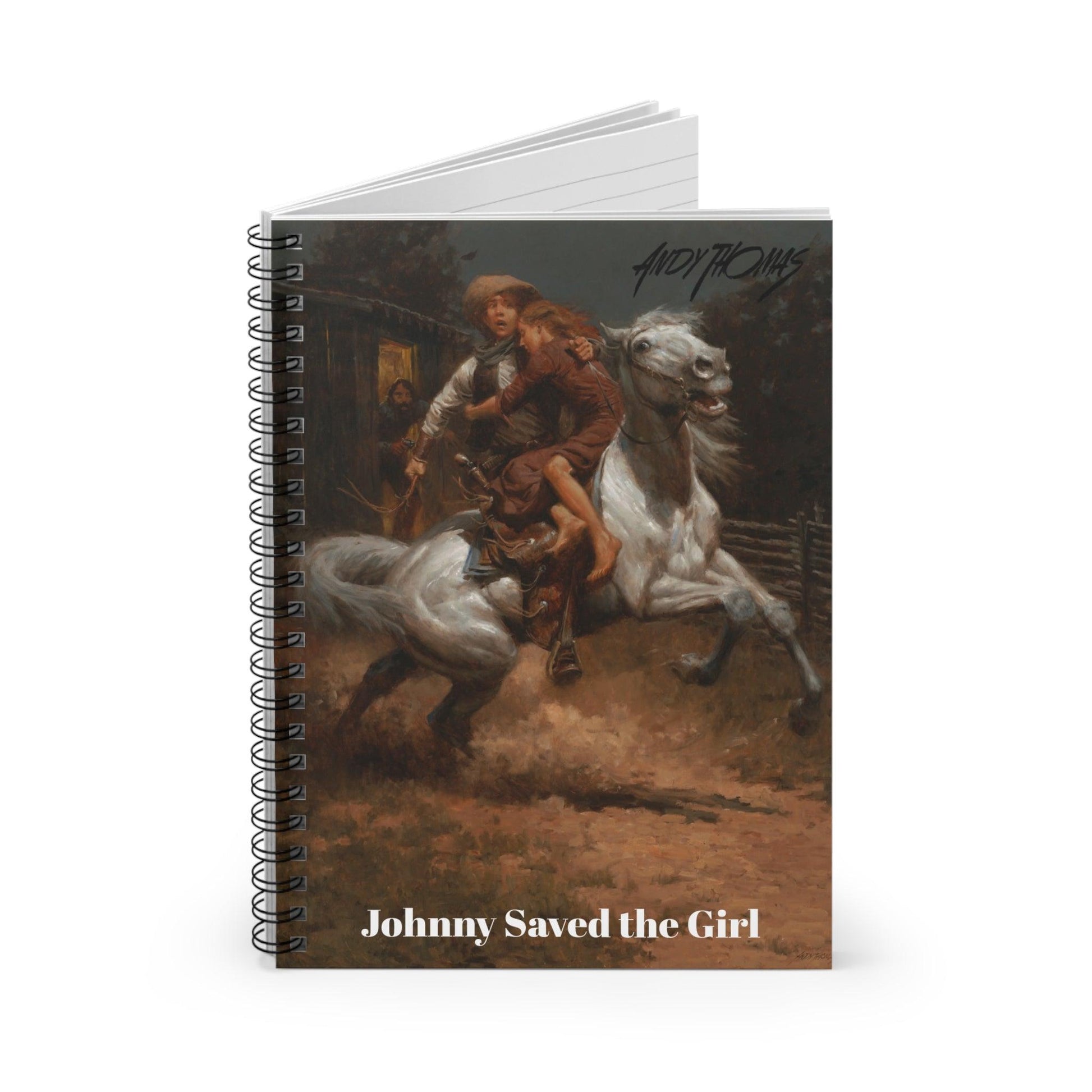 Johnny Saved the Girl - Spiral Notebook - Ruled Line - Andy Thomas Designs