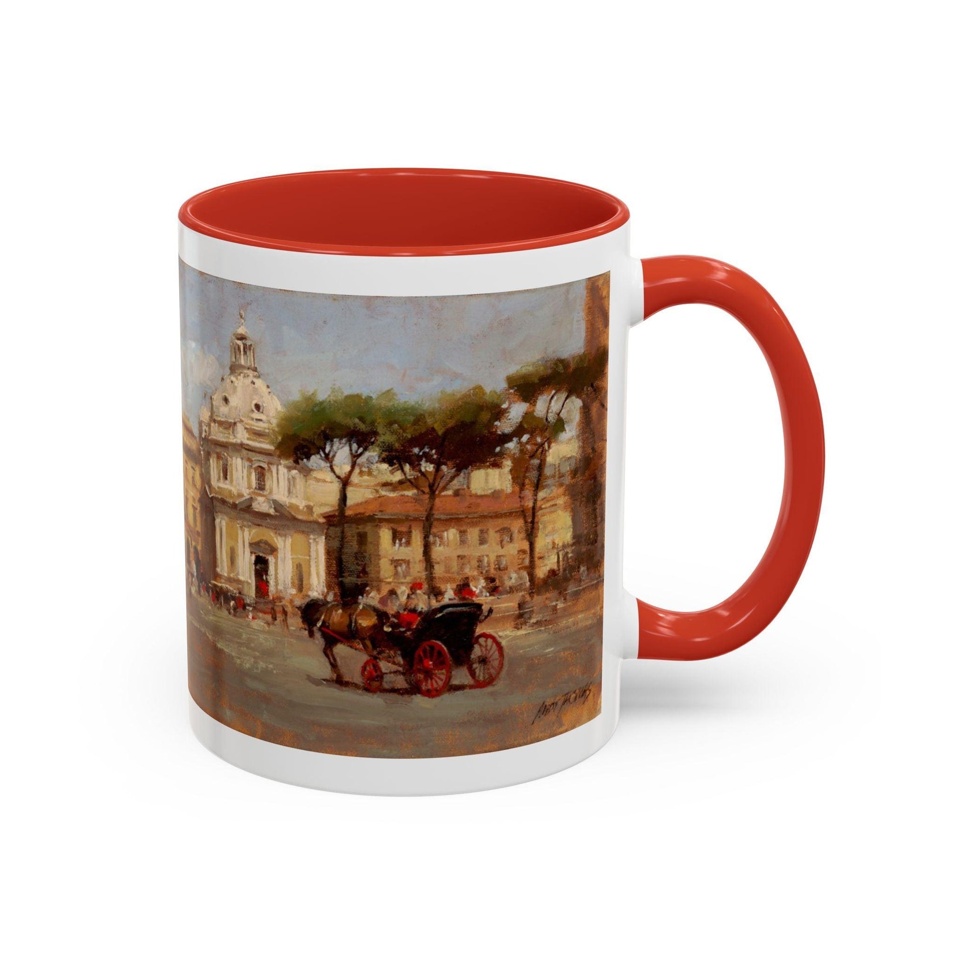 Buggy Ride at Piazza del Popolo - Elegant Accented Coffee Mug - 11oz & 15oz - Italian Landscapes - Andy Thomas Designs