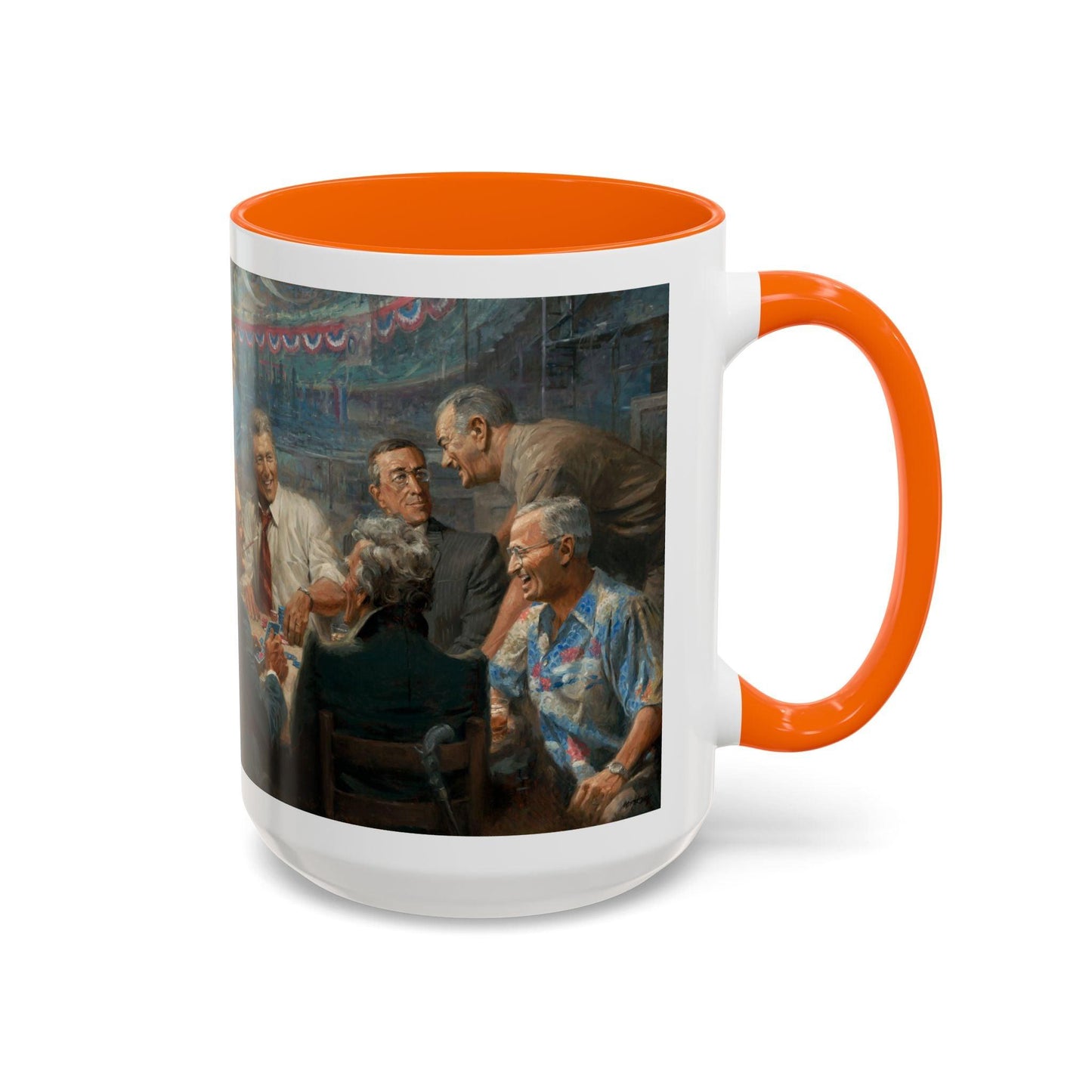 True Blues Accented Coffee Mug 11oz & 15oz - US Dem. Presidents Playing Poker - Andy Thomas Designs