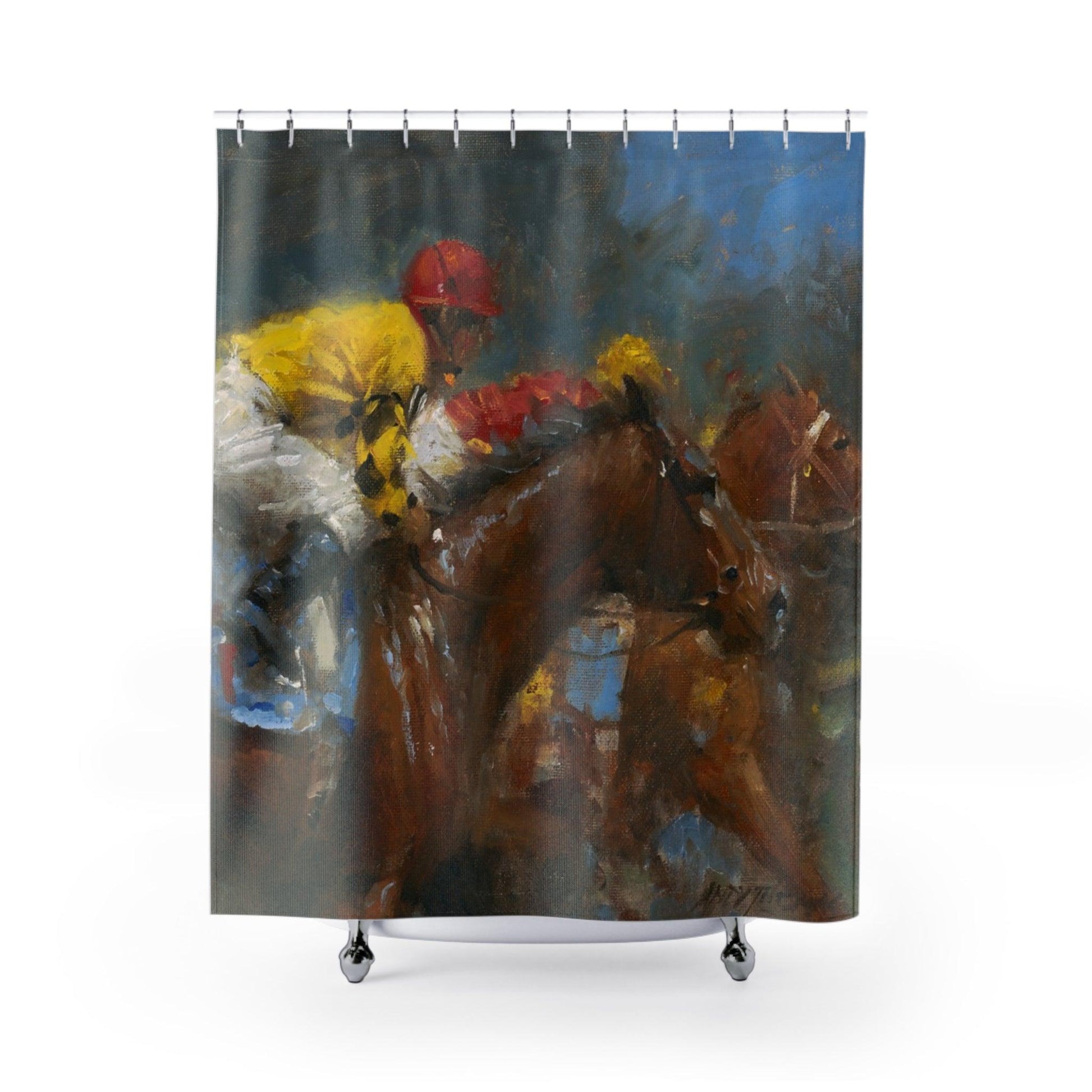 Horse Race Shower Curtain - Horse Racing Design for Bathroom Decor - Andy Thomas Designs