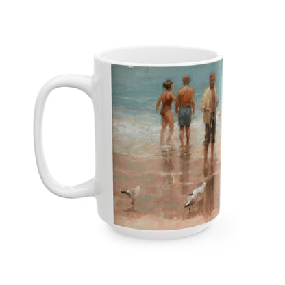 Meeting at the Shore | Maritime | Sailboat | Beach | Ceramic Mug — Coffee Cup (11oz/15oz)
