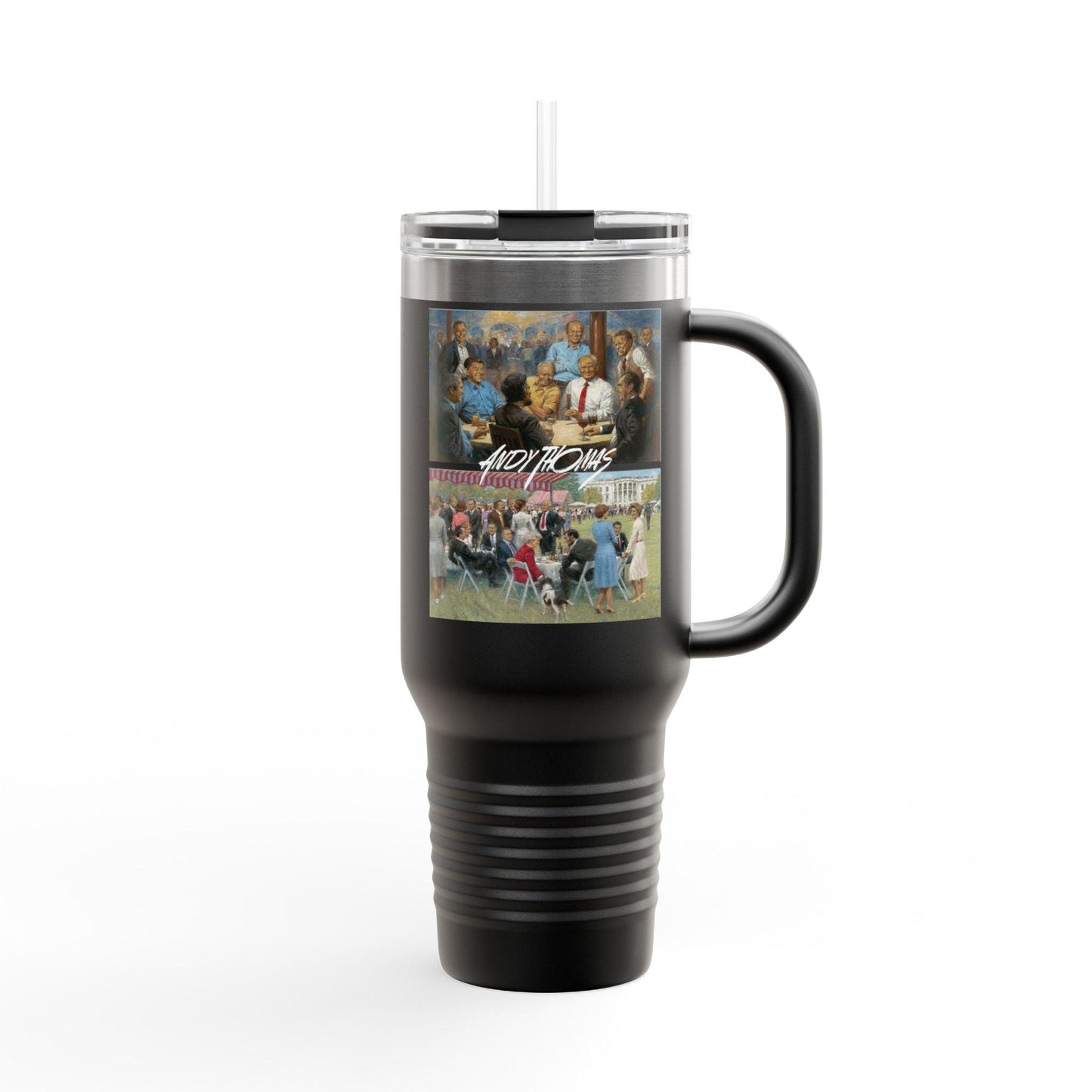 The Rep. Club & The Rep. Party on Insulated Travel Mug - 40oz | US Presidents Duo Art - Andy Thomas Designs