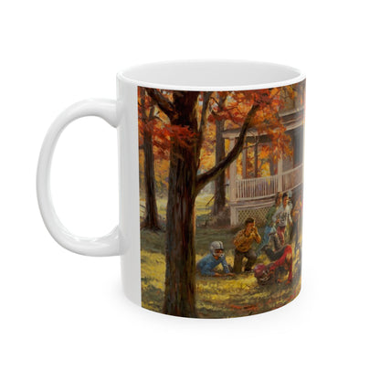 Fall Football | Kids Playing Football | Ceramic Mug — Coffee Cup (11oz/15oz)