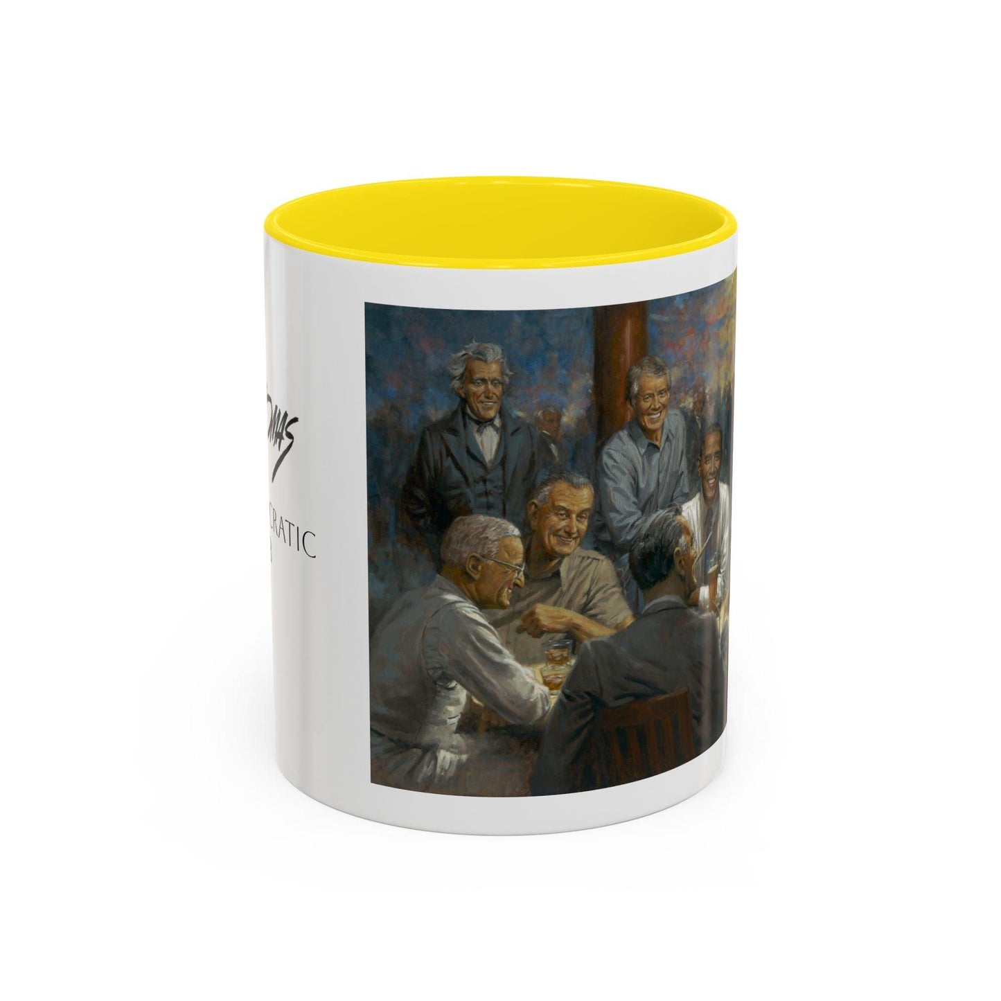 The Dem. Club Coffee Mug - 11oz & 15oz - Past Presidents Social Club with Obama Artwork - Andy Thomas Designs