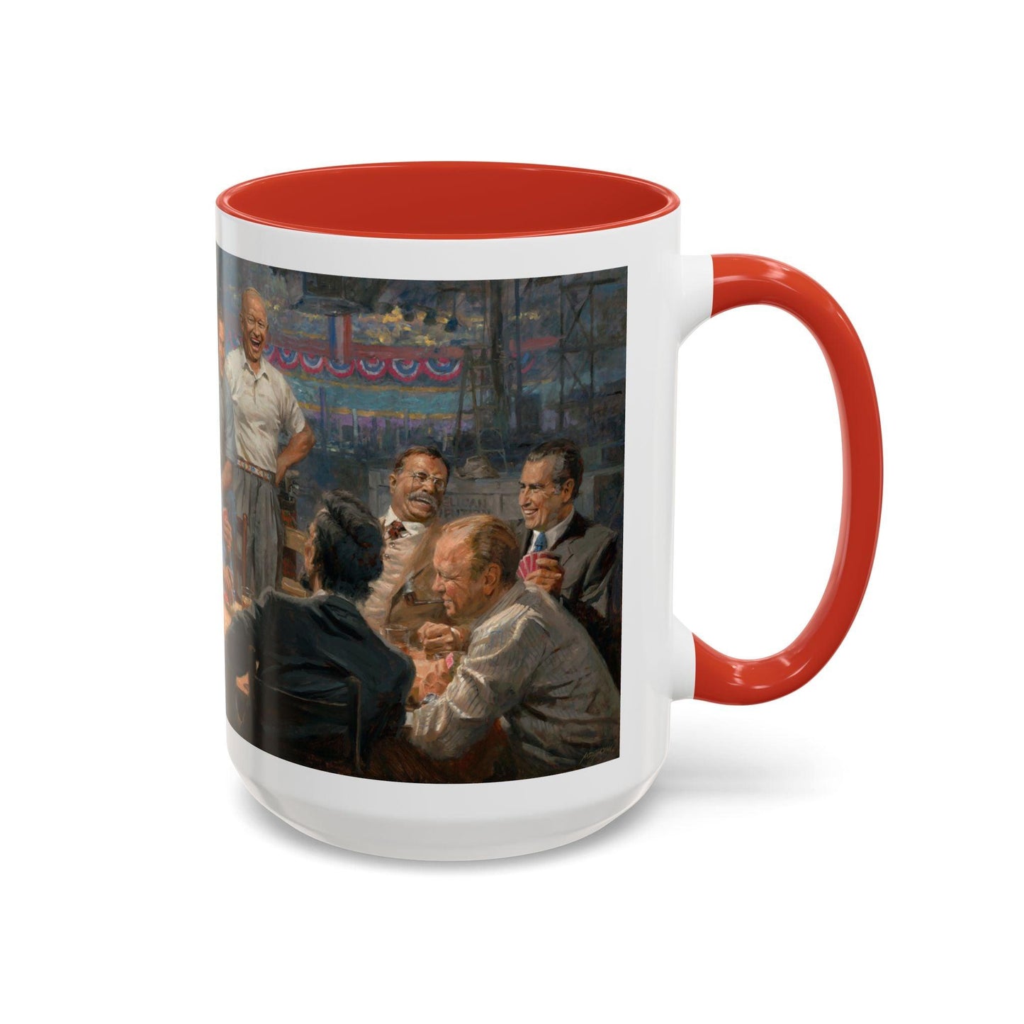 Grand Ol' Gang - Elegant Accent Coffee Mug 11oz & 15oz - US Presidents Playing Poker - Andy Thomas Designs