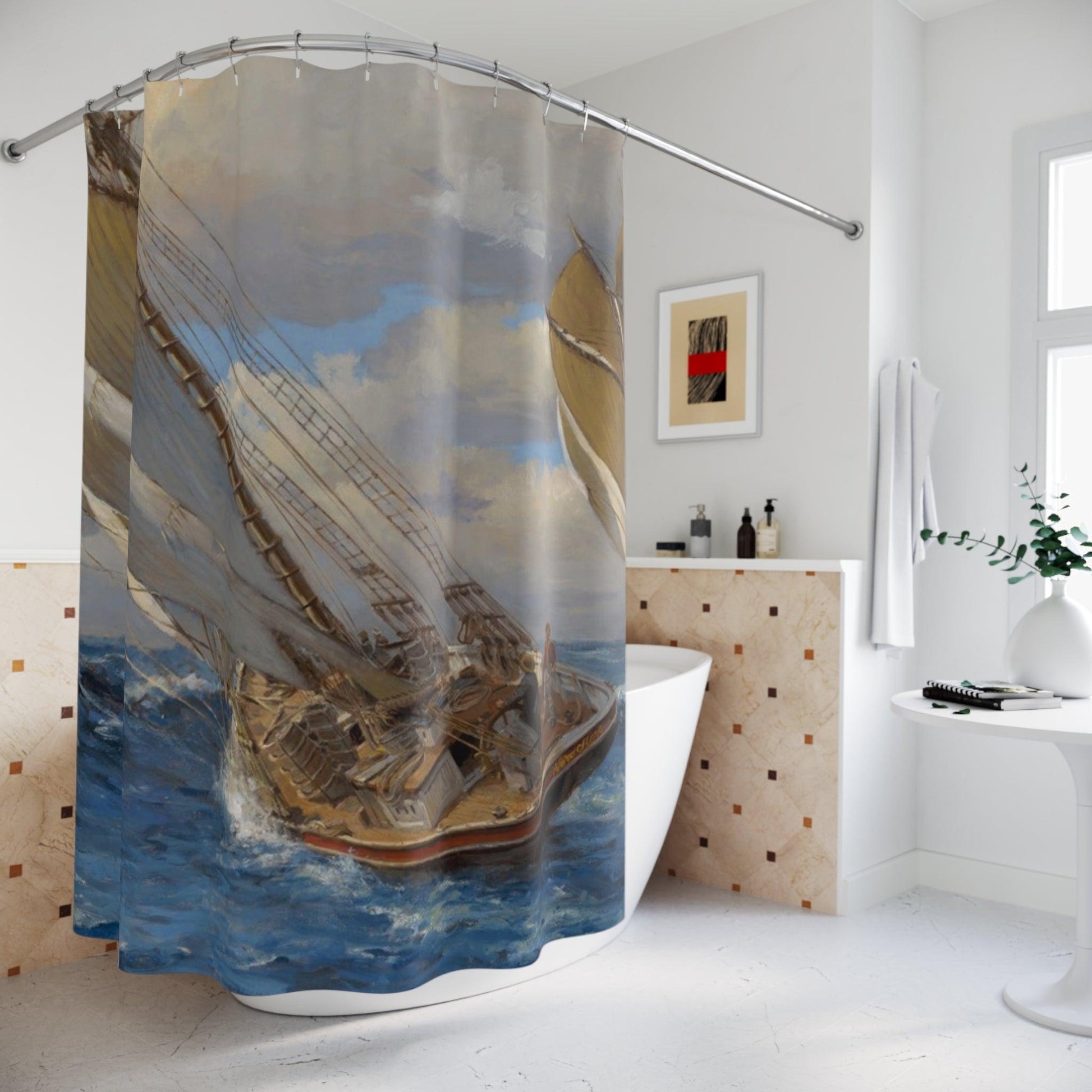 Captains Courageous | Nautical themed Shower Curtain - American Classic Design for Bathroom Decor - Andy Thomas Designs