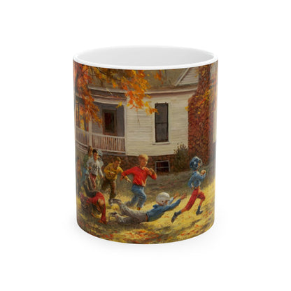 Fall Football | Kids Playing Football | Ceramic Mug — Coffee Cup (11oz/15oz)