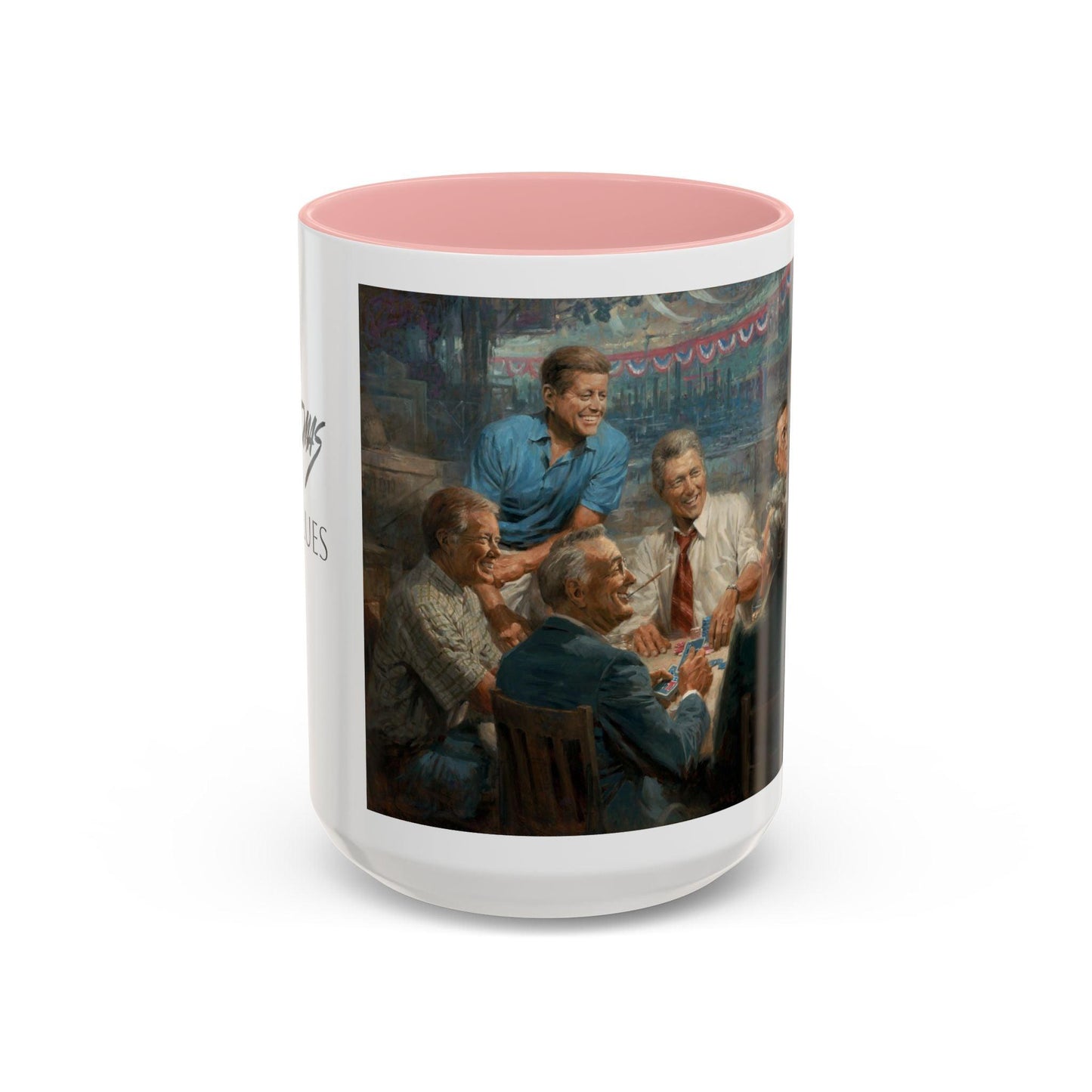 True Blues Accented Coffee Mug 11oz & 15oz - US Dem. Presidents Playing Poker - Andy Thomas Designs