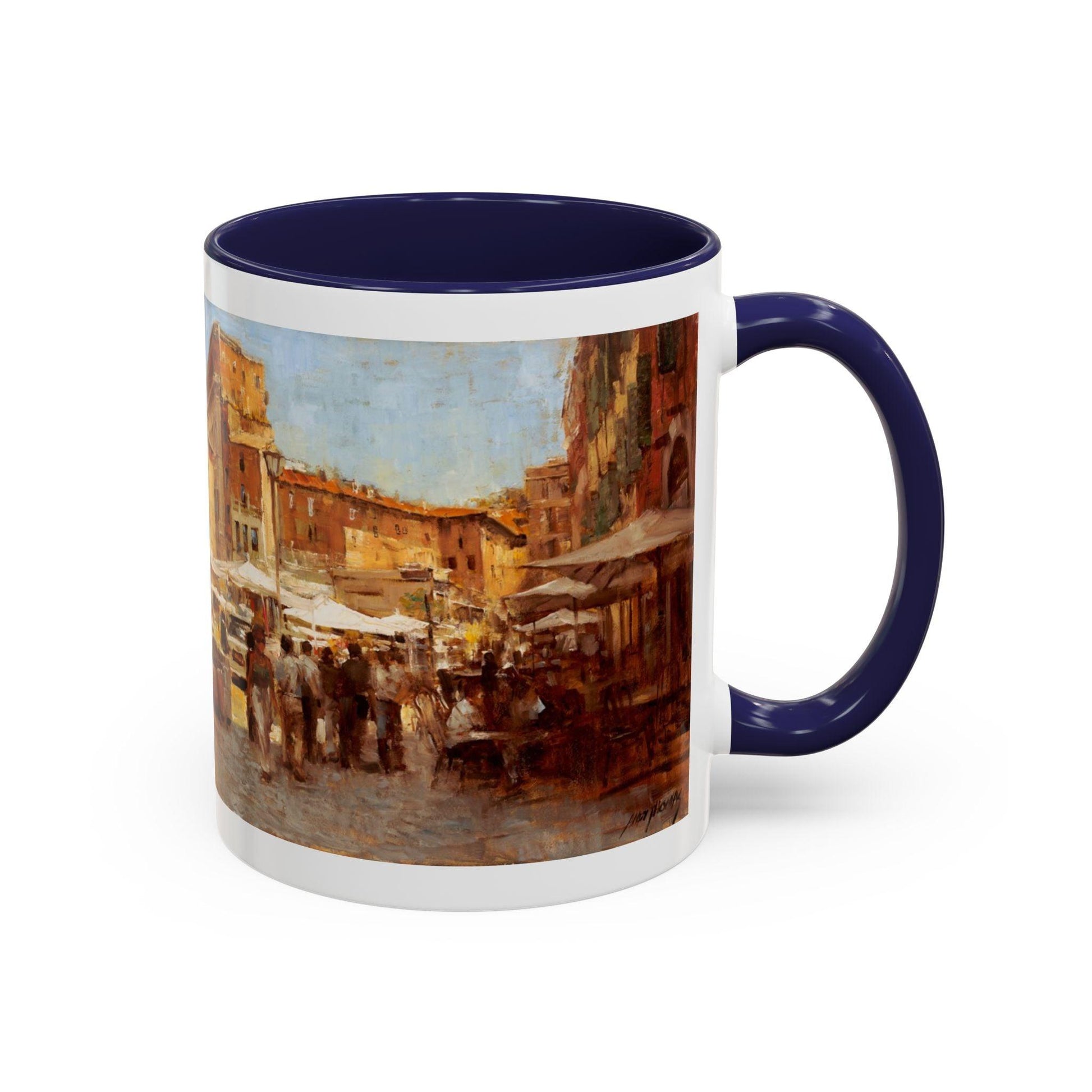 Tuscany Markets in the Middle - Elegant Accented Coffee Mug - 11oz & 15oz - Italian Landscapes - Andy Thomas Designs