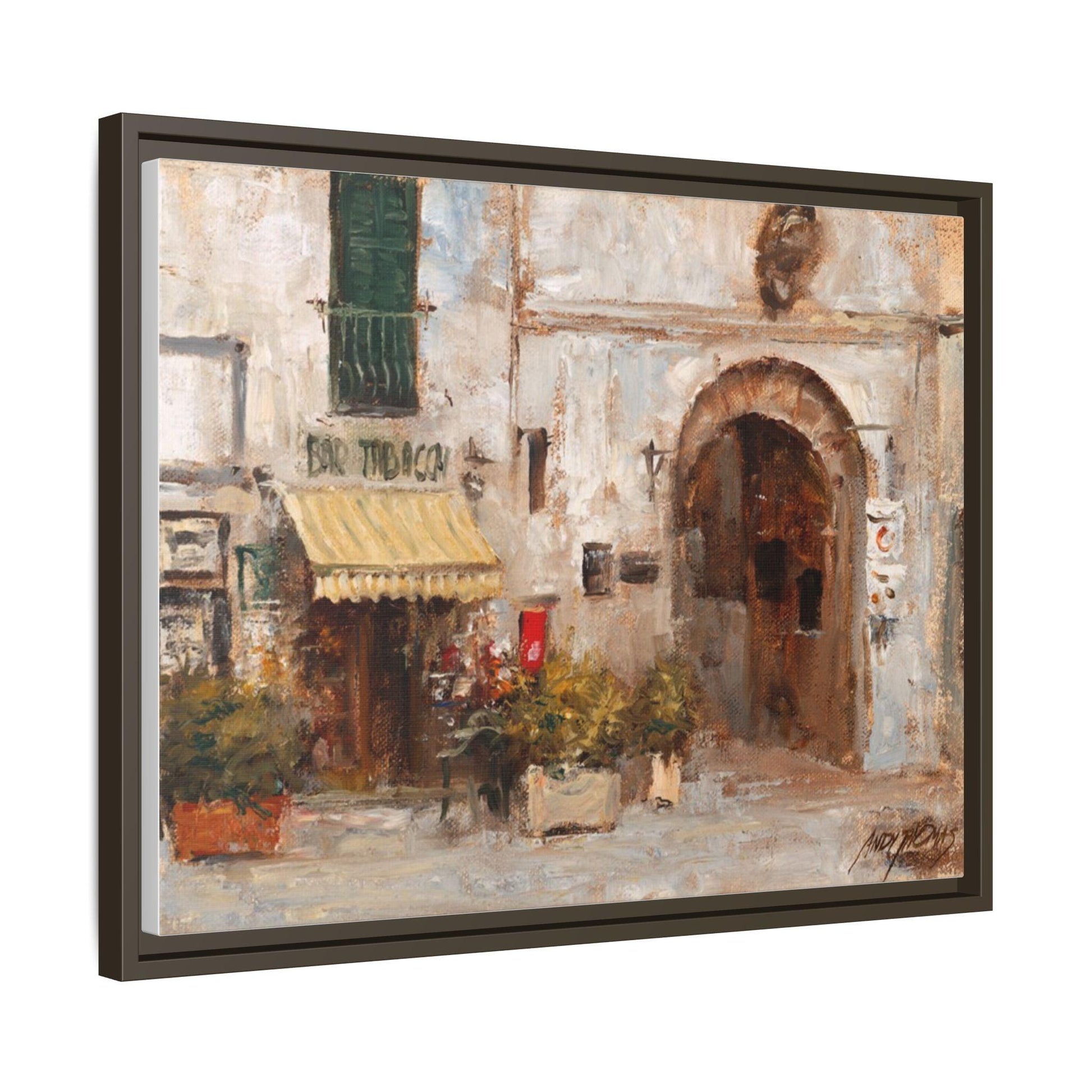 Scansano Tabacchi - Framed Matte Canvas Art - Colorful Italian Tobacco Bar - Andy Thomas Designs