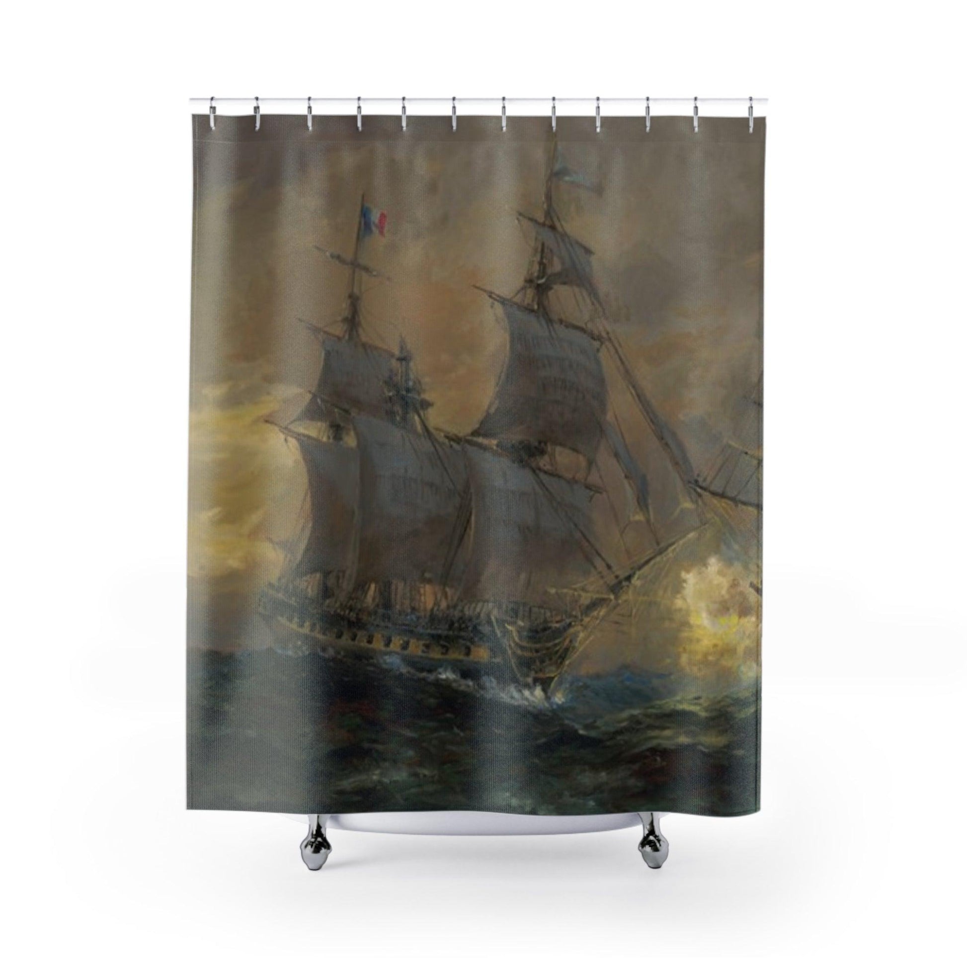 Sailing Ship | Nautical themed Shower Curtain - Sailing Ship Design for Bathroom Decor - Andy Thomas Designs