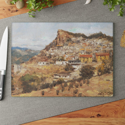 San Nicola dell'Alto - Glass Cutting Board | Rustic Kitchen Decor | Italian Landscapes - Andy Thomas Designs