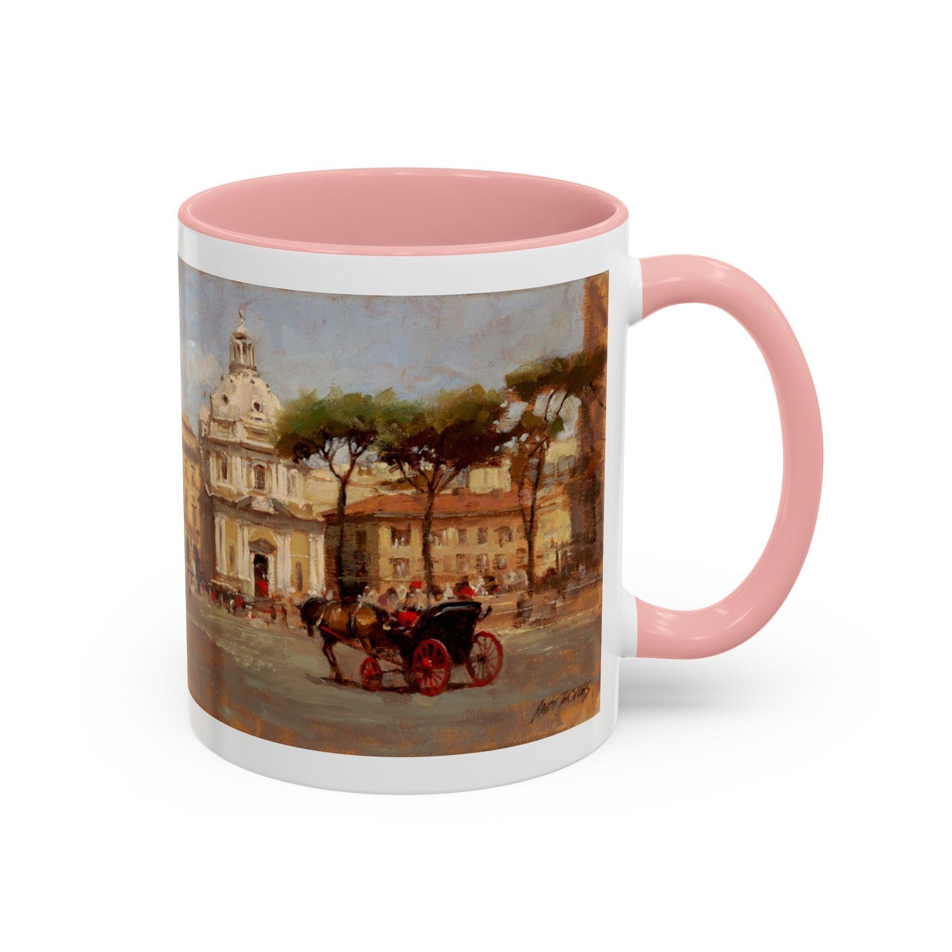 Buggy Ride at Piazza del Popolo - Elegant Accented Coffee Mug - 11oz & 15oz - Italian Landscapes - Andy Thomas Designs