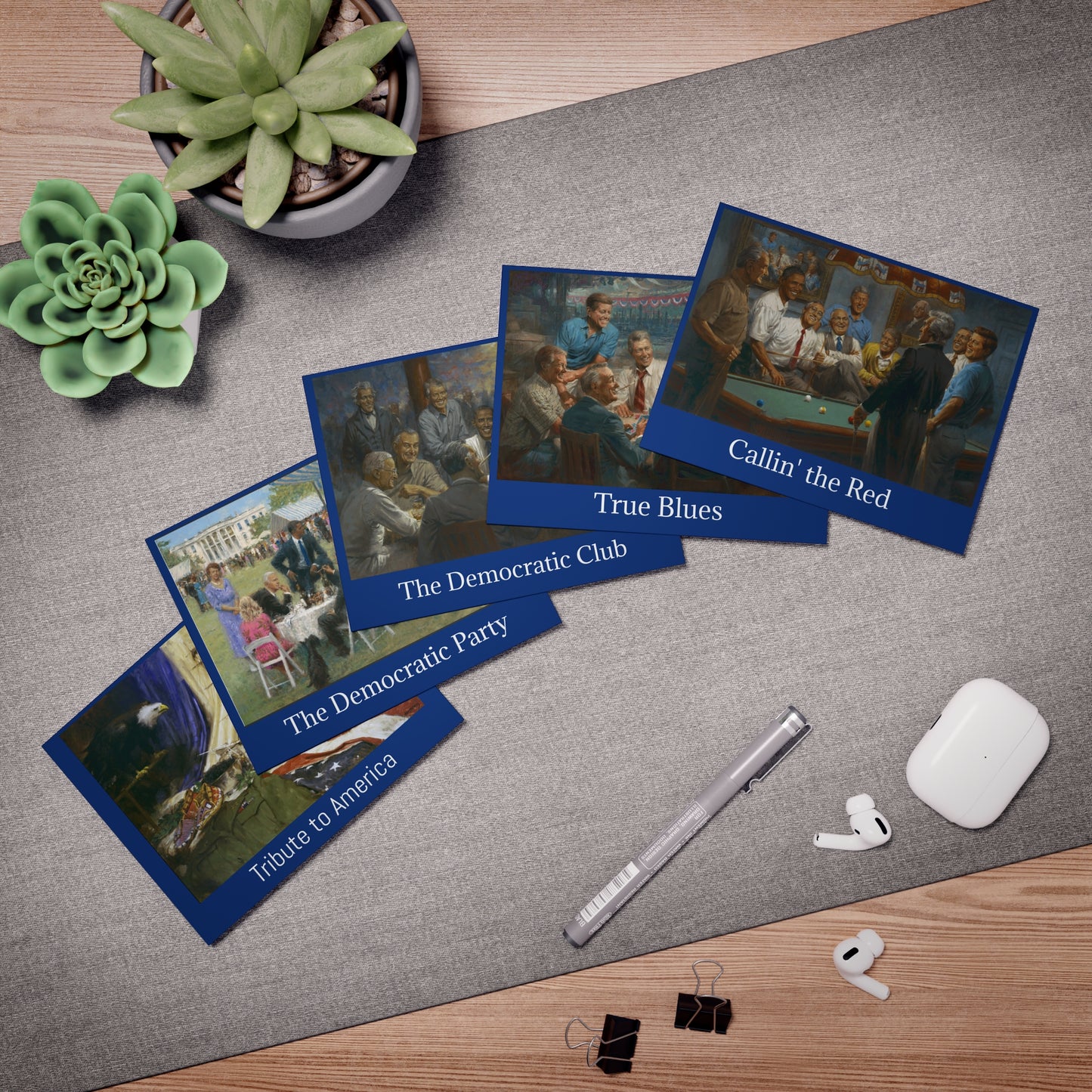 Greeting Cards Set: 5pc Democratic Presidents Multi-Design - Artistic Tribute to American Heritage