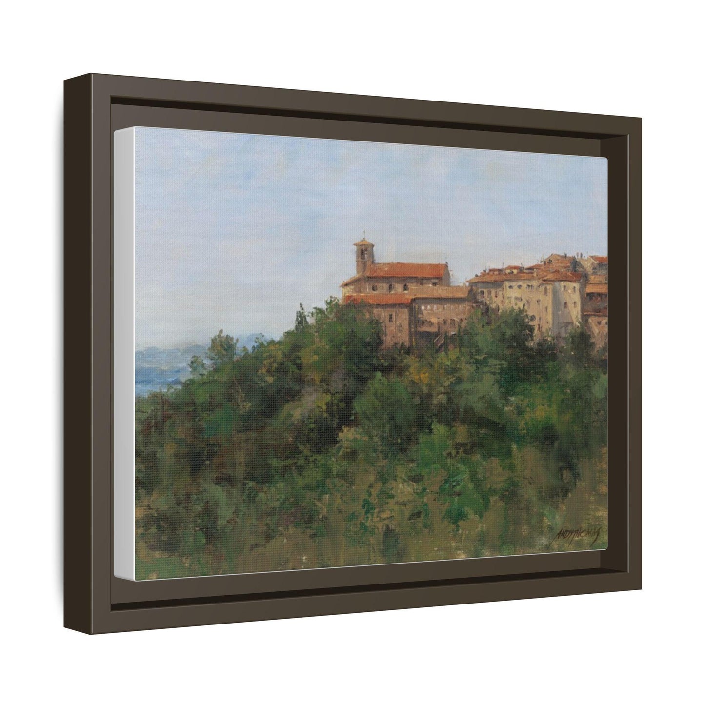 Hilltown Scansano - Framed Matte Canvas Art - Colorful Italian Landscape - Andy Thomas Designs