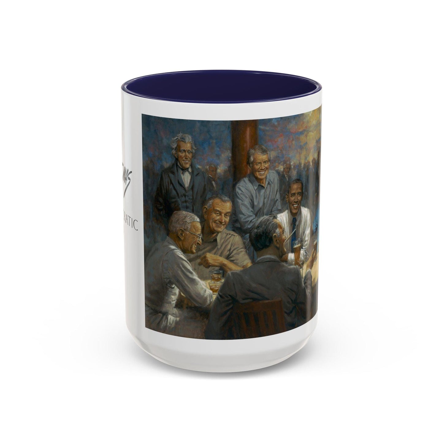 The Dem. Club Coffee Mug - 11oz & 15oz - Past Presidents Social Club with Obama Artwork - Andy Thomas Designs