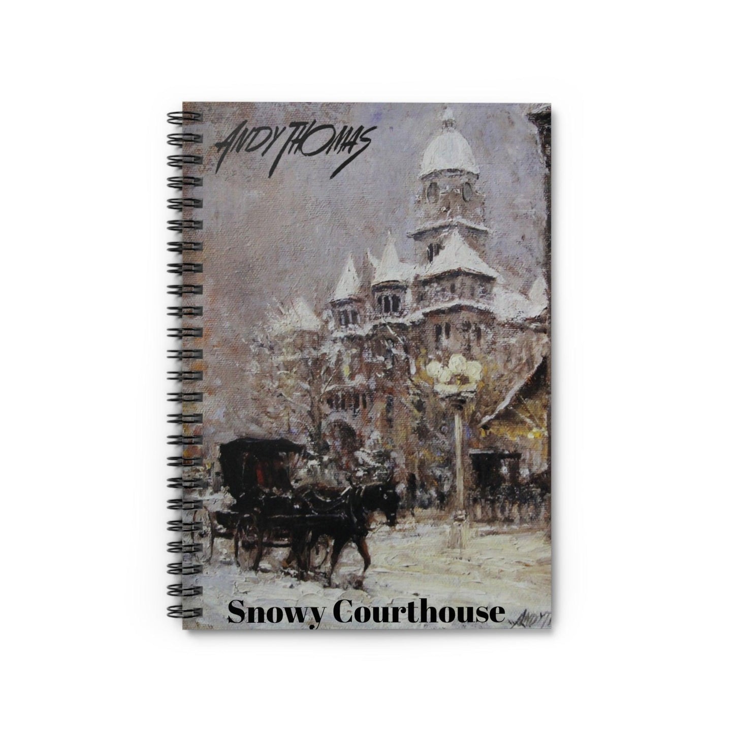 Snowy Courthouse - Spiral Notebook - Ruled Line - Andy Thomas Designs