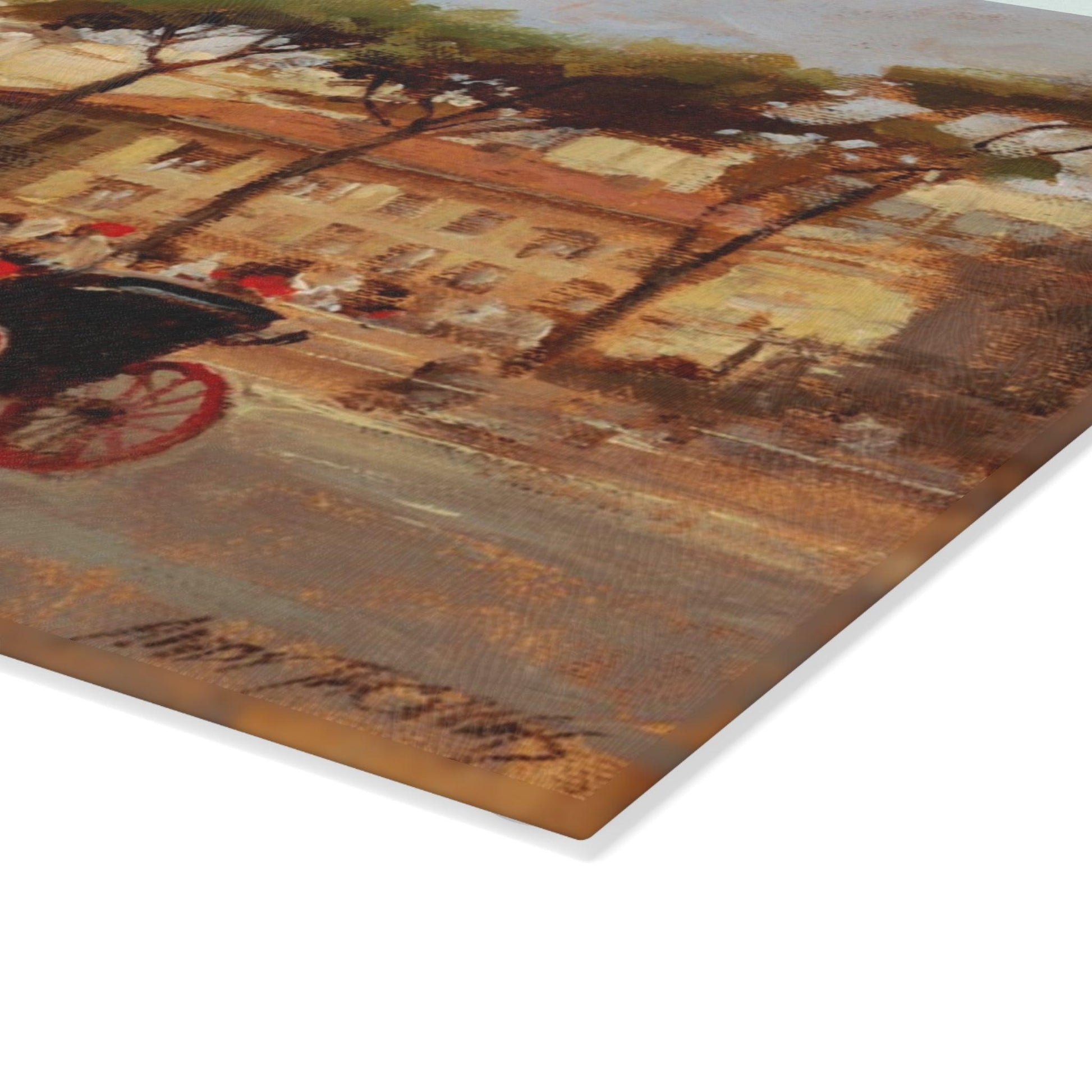 Buggy Ride at Piazza del Popolo - Glass Cutting Board | Italian Landscape - Perfect for Cooking and Décor - Andy Thomas Designs