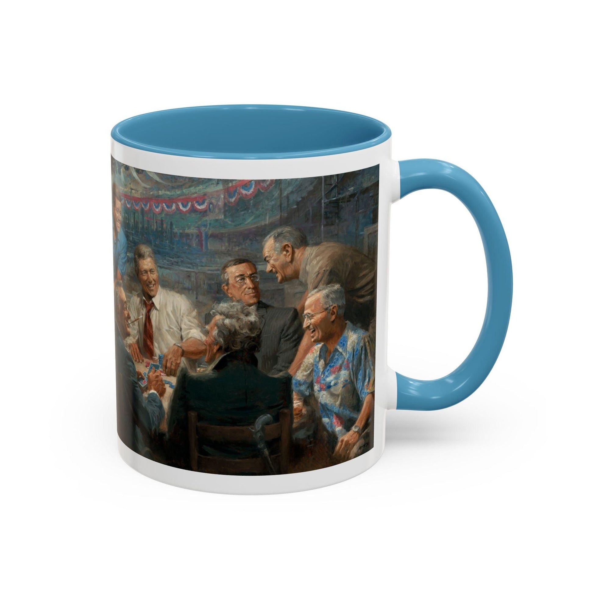 True Blues Accented Coffee Mug 11oz & 15oz - US Dem. Presidents Playing Poker - Andy Thomas Designs