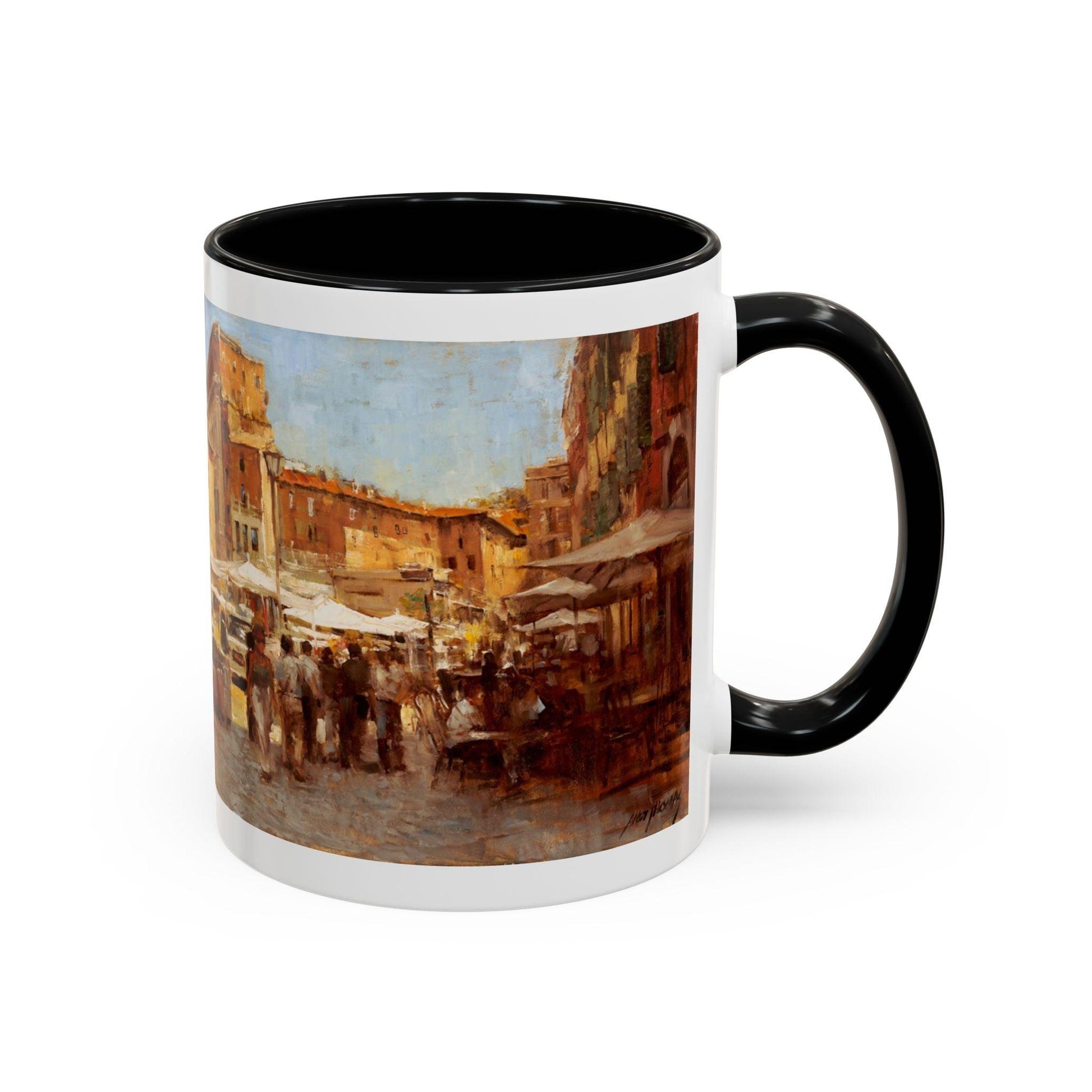 Tuscany Markets in the Middle - Elegant Accented Coffee Mug - 11oz & 15oz - Italian Landscapes - Andy Thomas Designs