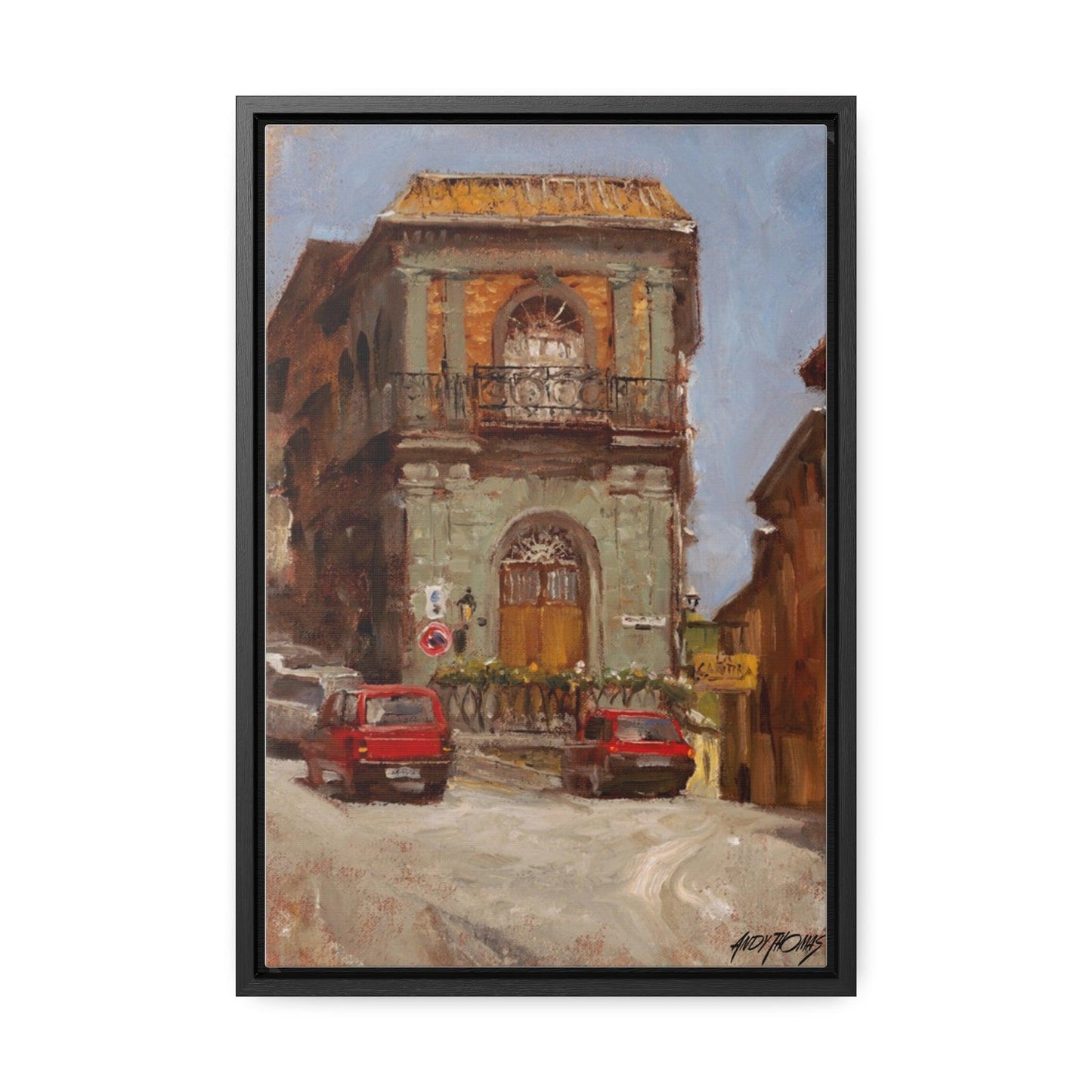 Italian Cars - Charming Vertical Canvas Wrap - Artful Italian Street Home Decor - Andy Thomas Designs