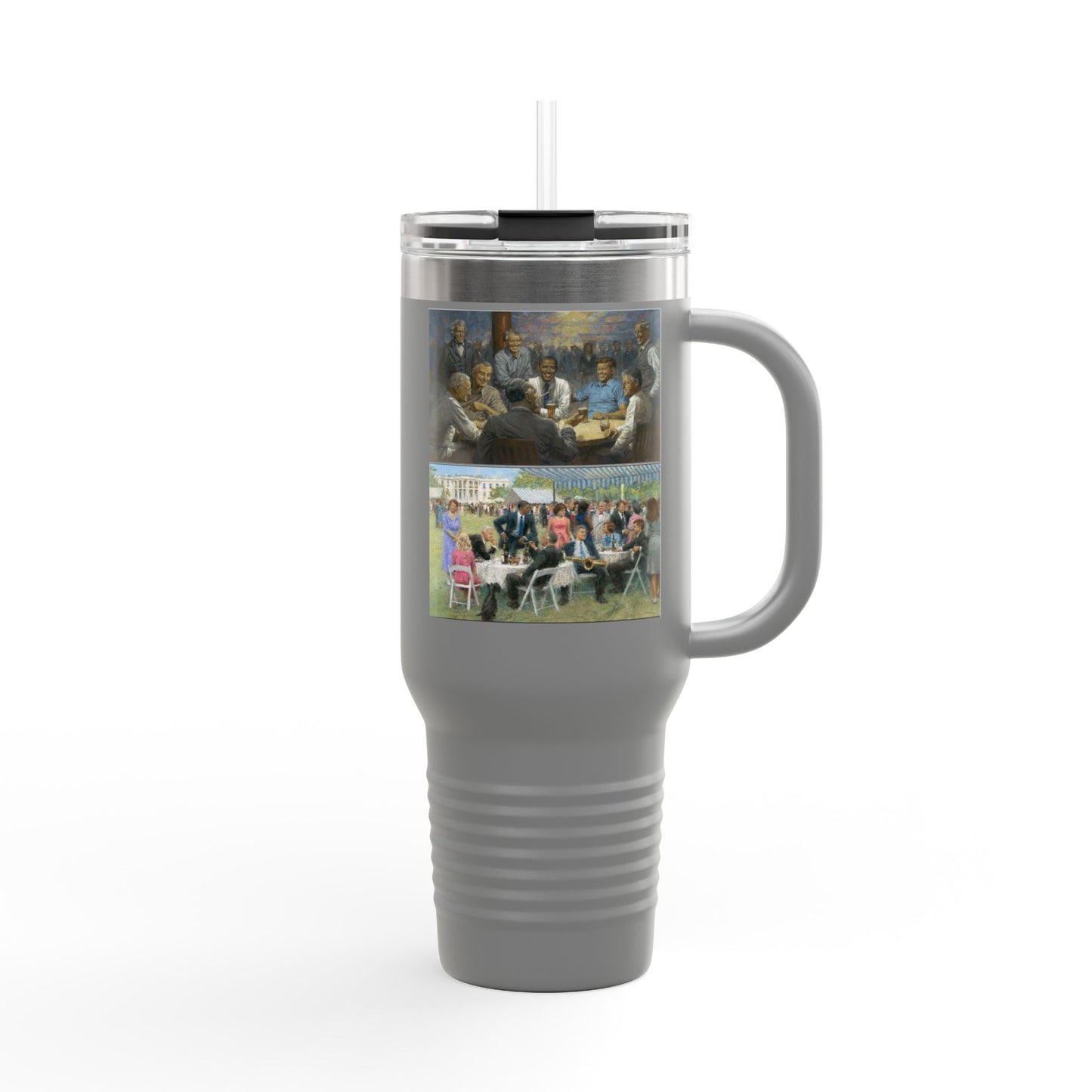 Images: The Democratic Club & The Democratic Party on Insulated Travel Mug with Inspirational Art | 40oz Democrat Presidents Duo