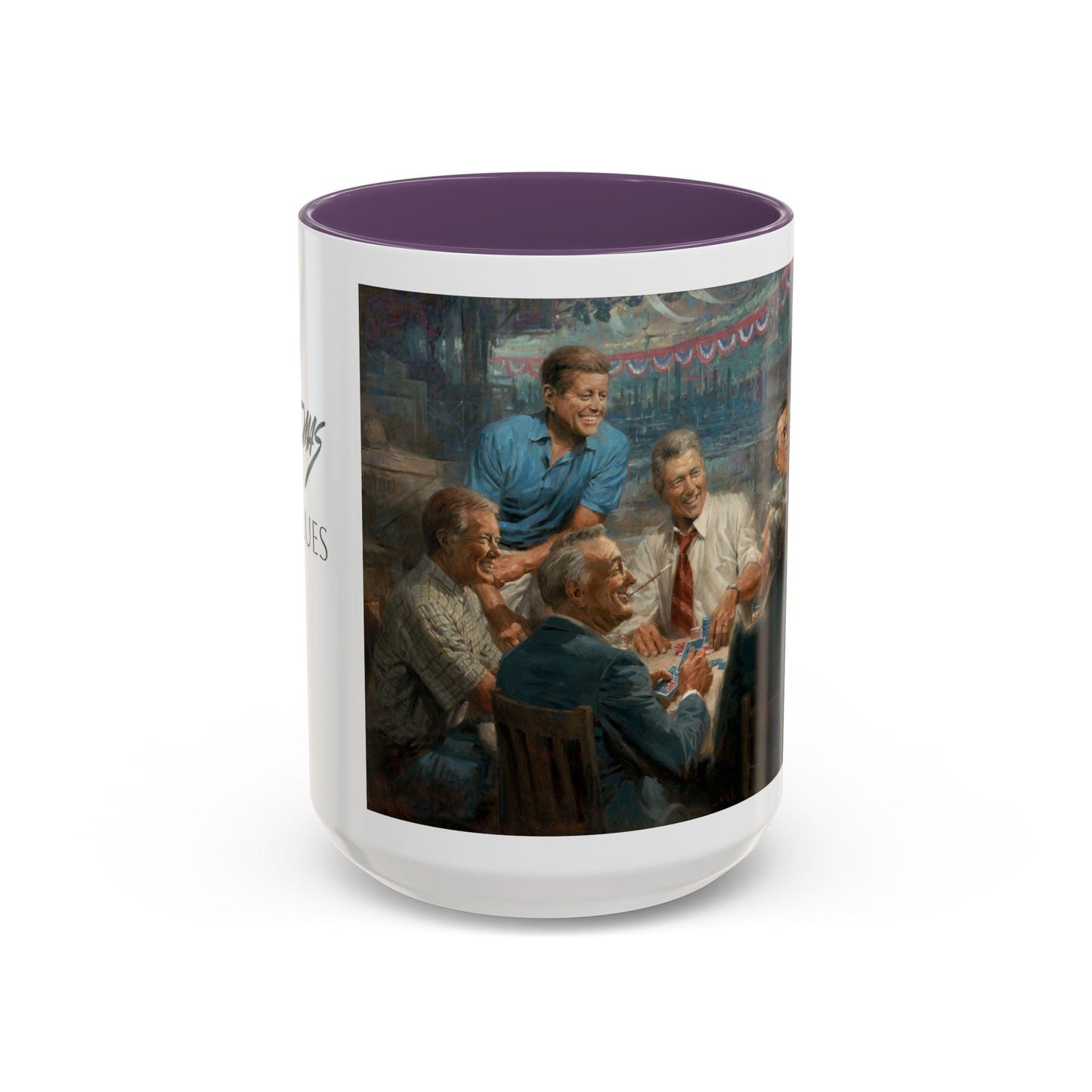 True Blues Accented Coffee Mug 11oz & 15oz - US Dem. Presidents Playing Poker - Andy Thomas Designs