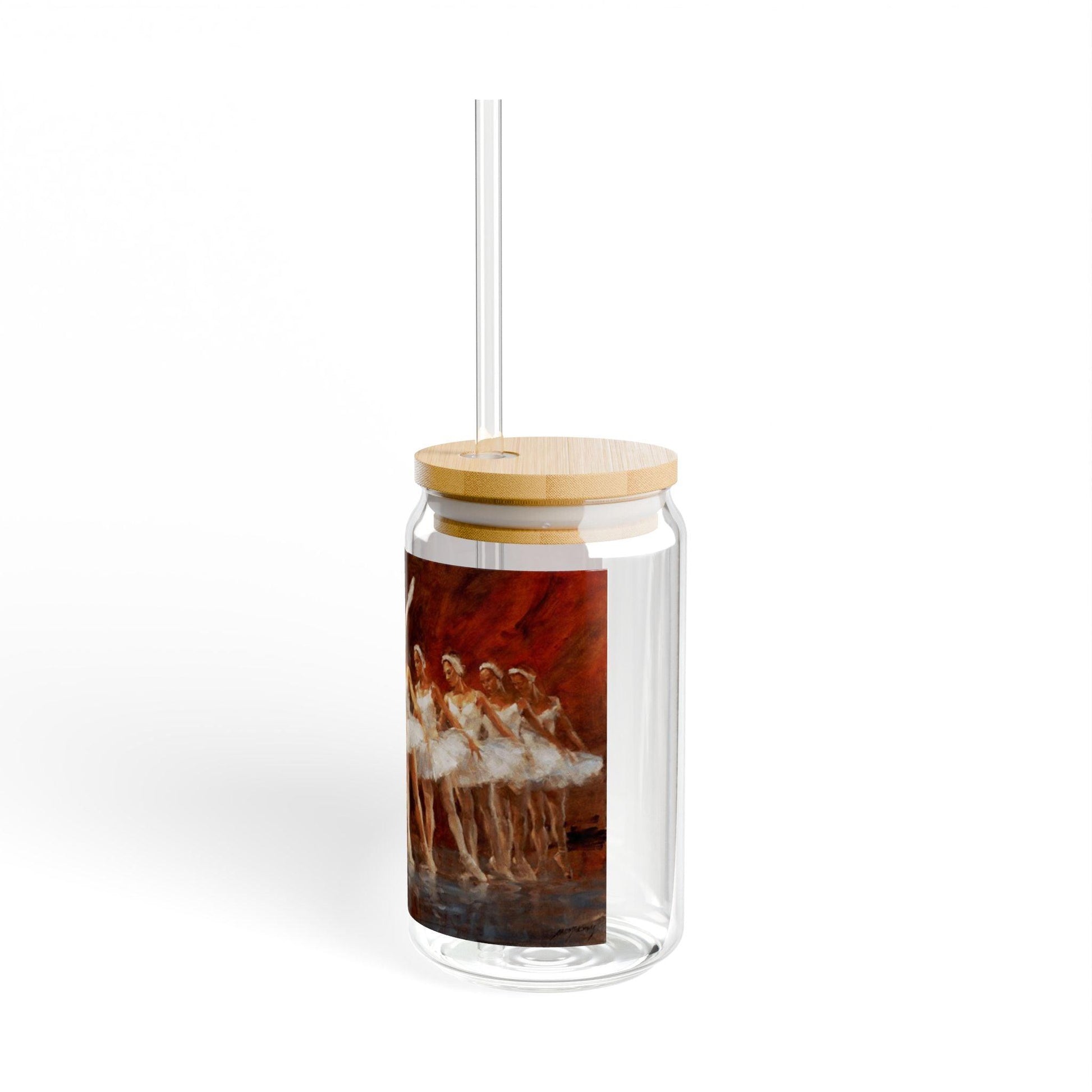 Russian Ballet | Artistic 16oz Sipper Glass with Eco-Friendly Bamboo Lid - Andy Thomas Designs