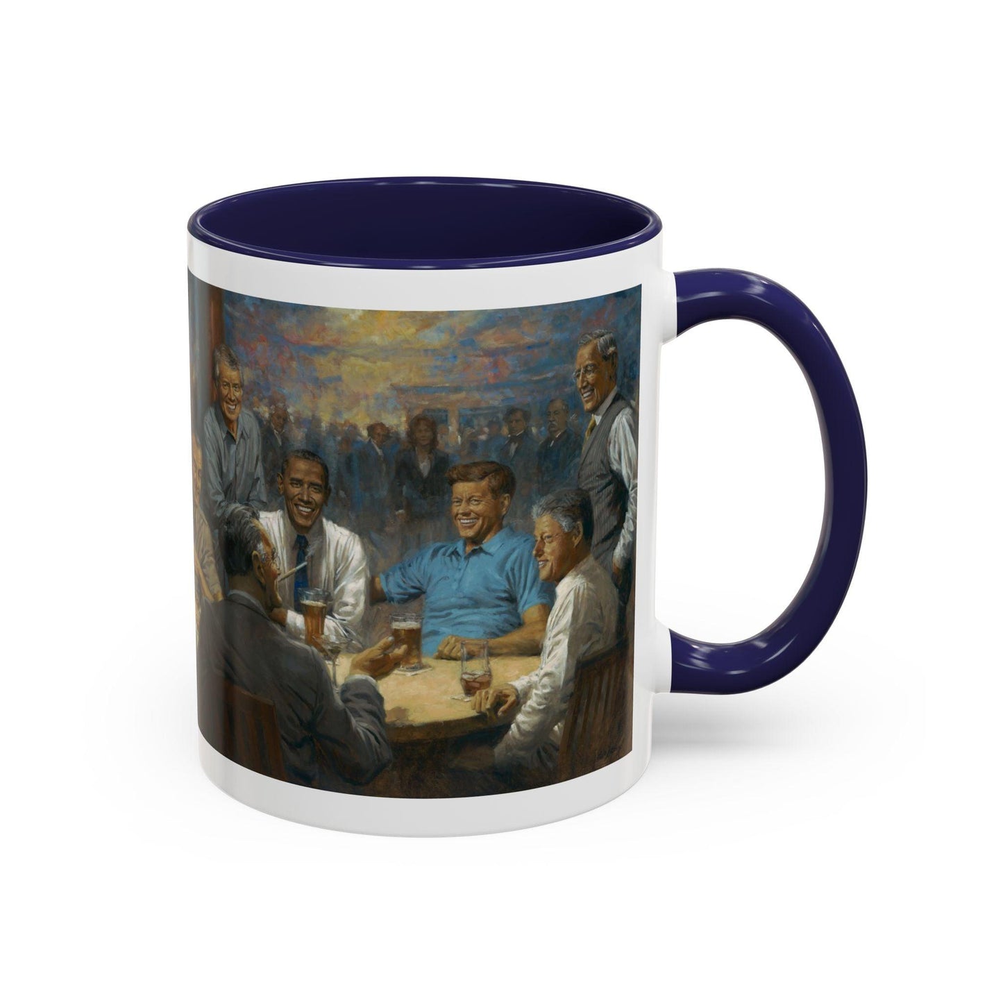 The Dem. Club Coffee Mug - 11oz & 15oz - Past Presidents Social Club with Obama Artwork - Andy Thomas Designs