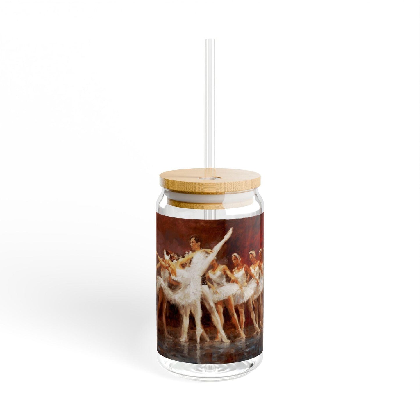 Russian Ballet | Artistic 16oz Sipper Glass with Eco-Friendly Bamboo Lid - Andy Thomas Designs