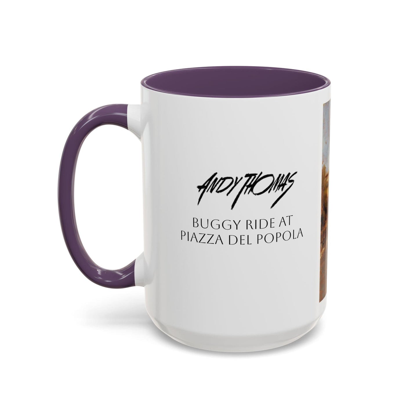 Buggy Ride at Piazza del Popolo - Elegant Accented Coffee Mug - 11oz & 15oz - Italian Landscapes - Andy Thomas Designs