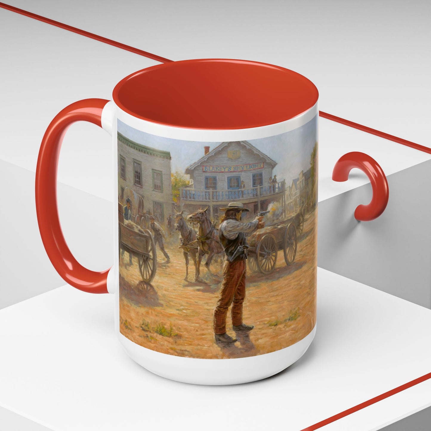 Wild Bill Hickok vs Dave Tutt | Rustic Western Accent Coffee Mug - Vintage Scene, Ideal Gift for Coffee Lovers