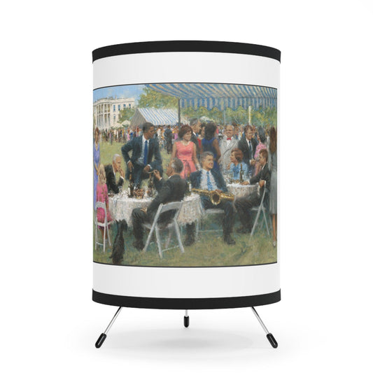 The Dem. Party - US Presidents |Whitehouse| Featuring Obama and Biden Painting on Table Tripod Lamp with Artistic Shade - Andy Thomas Designs