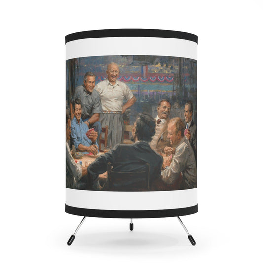 Grand Ol' Gang - Us Presidents Playing Poker | Vintage Poker Table Tripod Lamp with Artistic Shade - Andy Thomas Designs