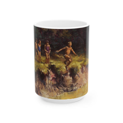 Kids in the Creek | Ceramic Mug — Vintage Country Life Coffee Cup (11oz/15oz)
