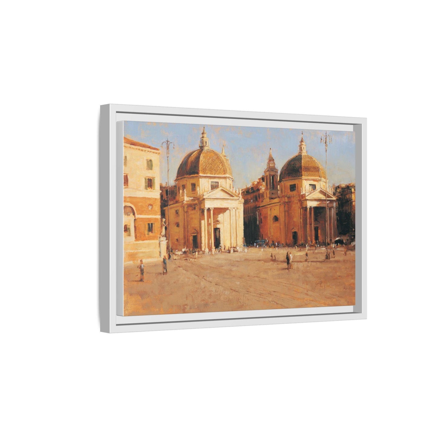 Piazza del Popolo - Framed Matte Canvas Art - Colorful Italian Landscape - Andy Thomas Designs