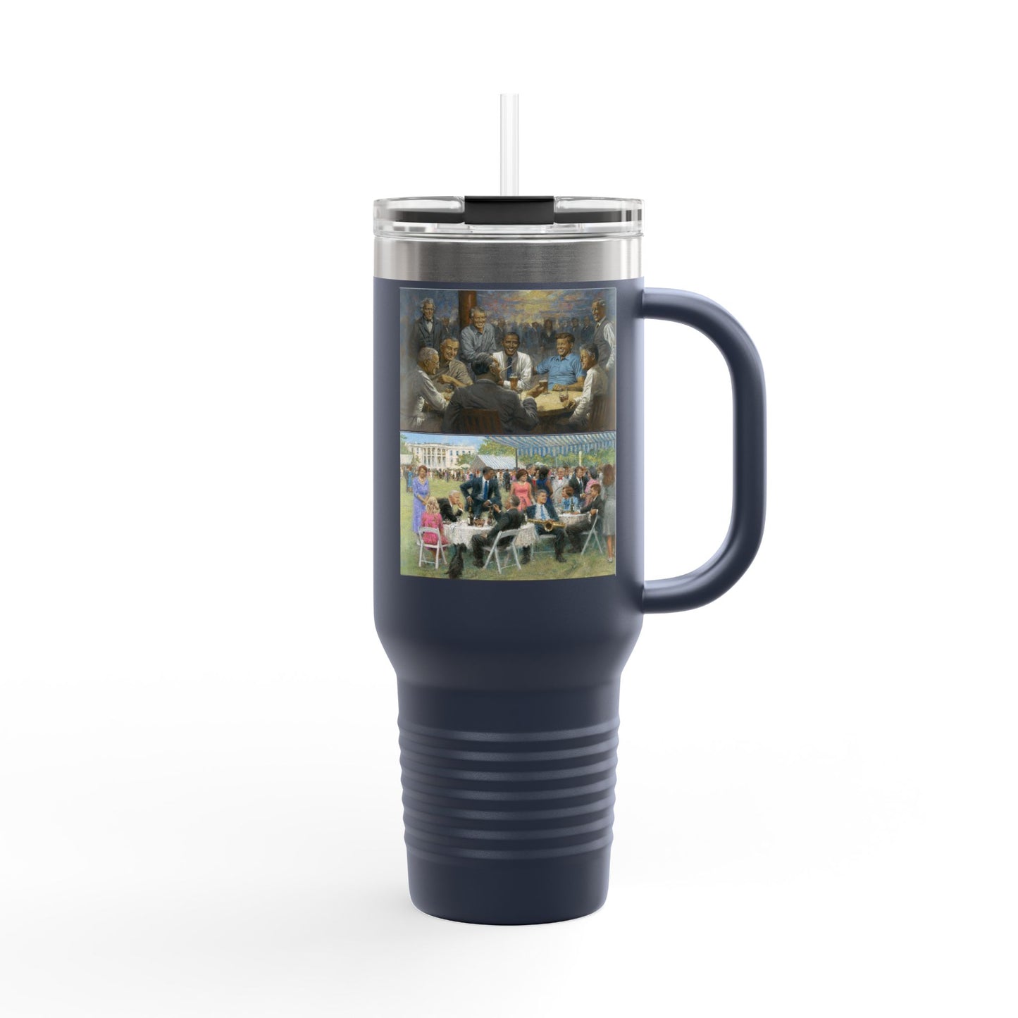 Images: The Democratic Club & The Democratic Party on Insulated Travel Mug with Inspirational Art | 40oz Democrat Presidents Duo