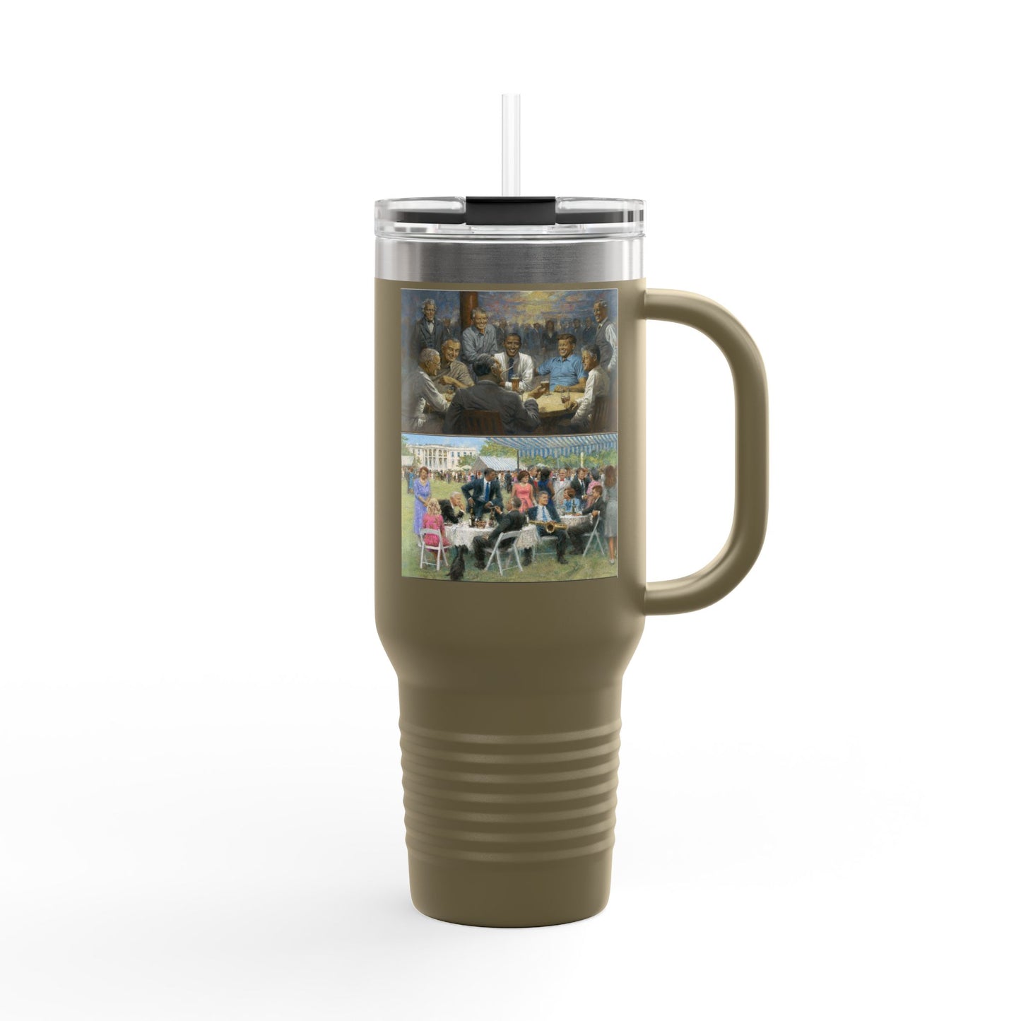 Images: The Democratic Club & The Democratic Party on Insulated Travel Mug with Inspirational Art | 40oz Democrat Presidents Duo