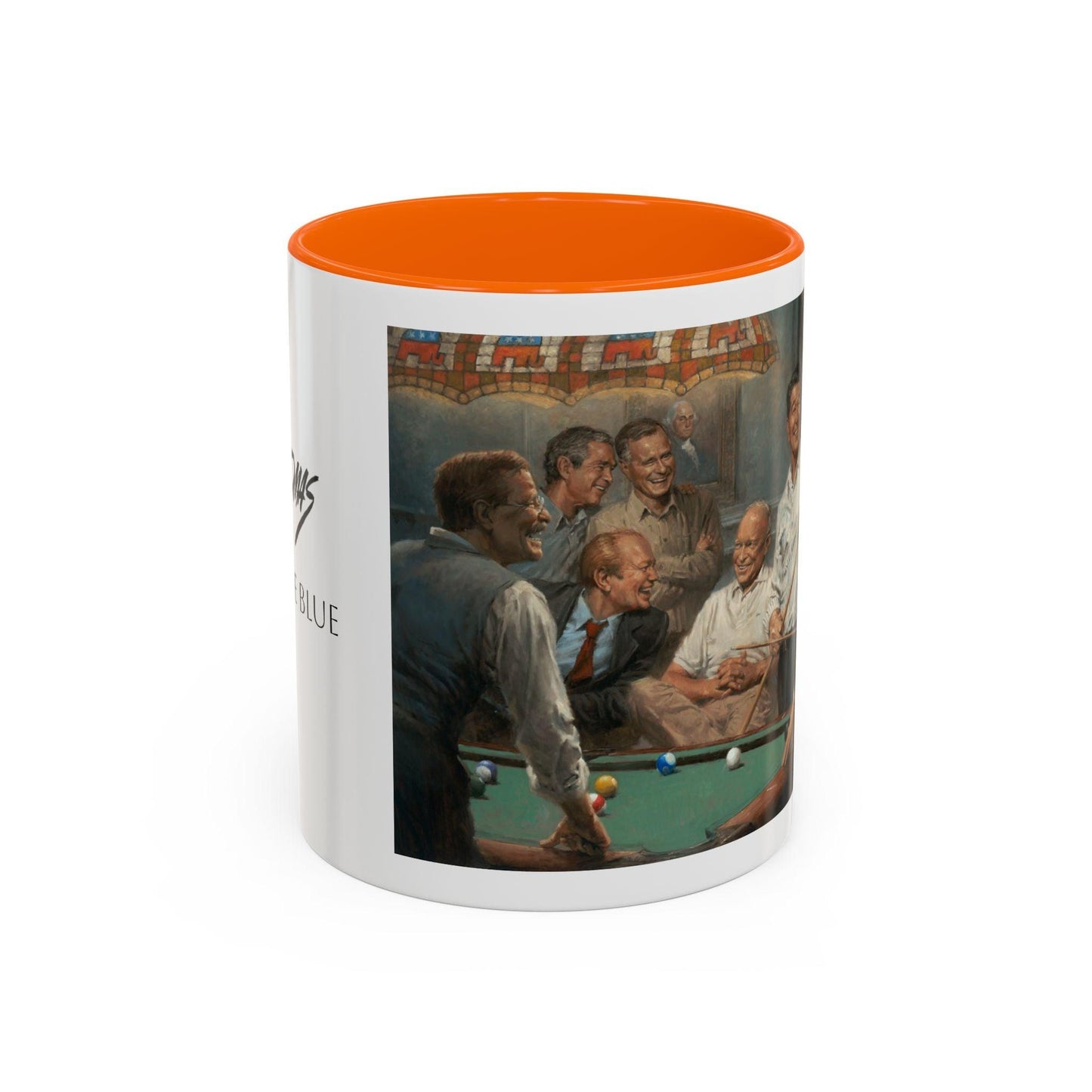 Callin' the Blue - Elegant Accent Coffee Mug 11oz & 15oz - US Presidents Playing Pool - Andy Thomas Designs