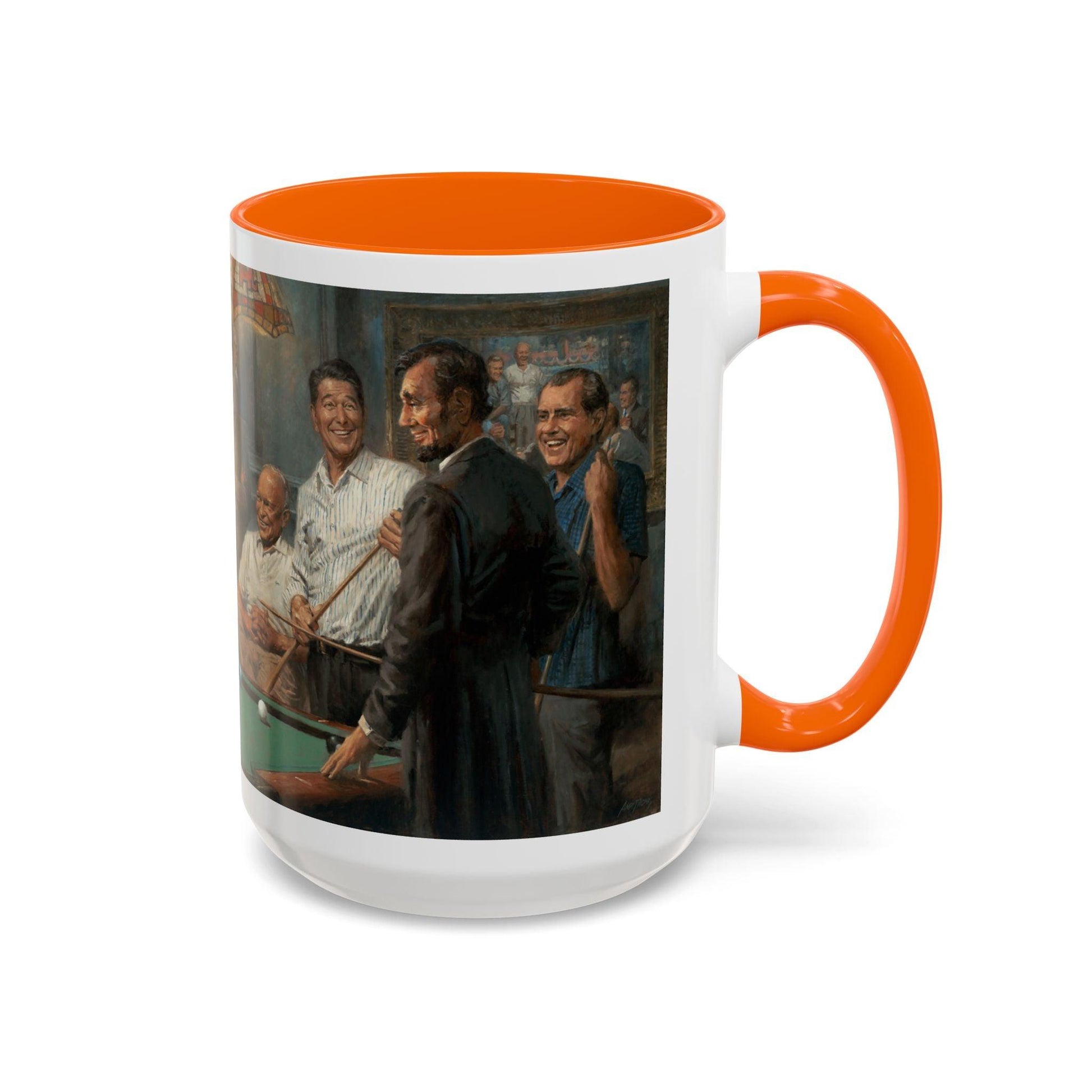 Callin' the Blue - Elegant Accent Coffee Mug 11oz & 15oz - US Presidents Playing Pool - Andy Thomas Designs