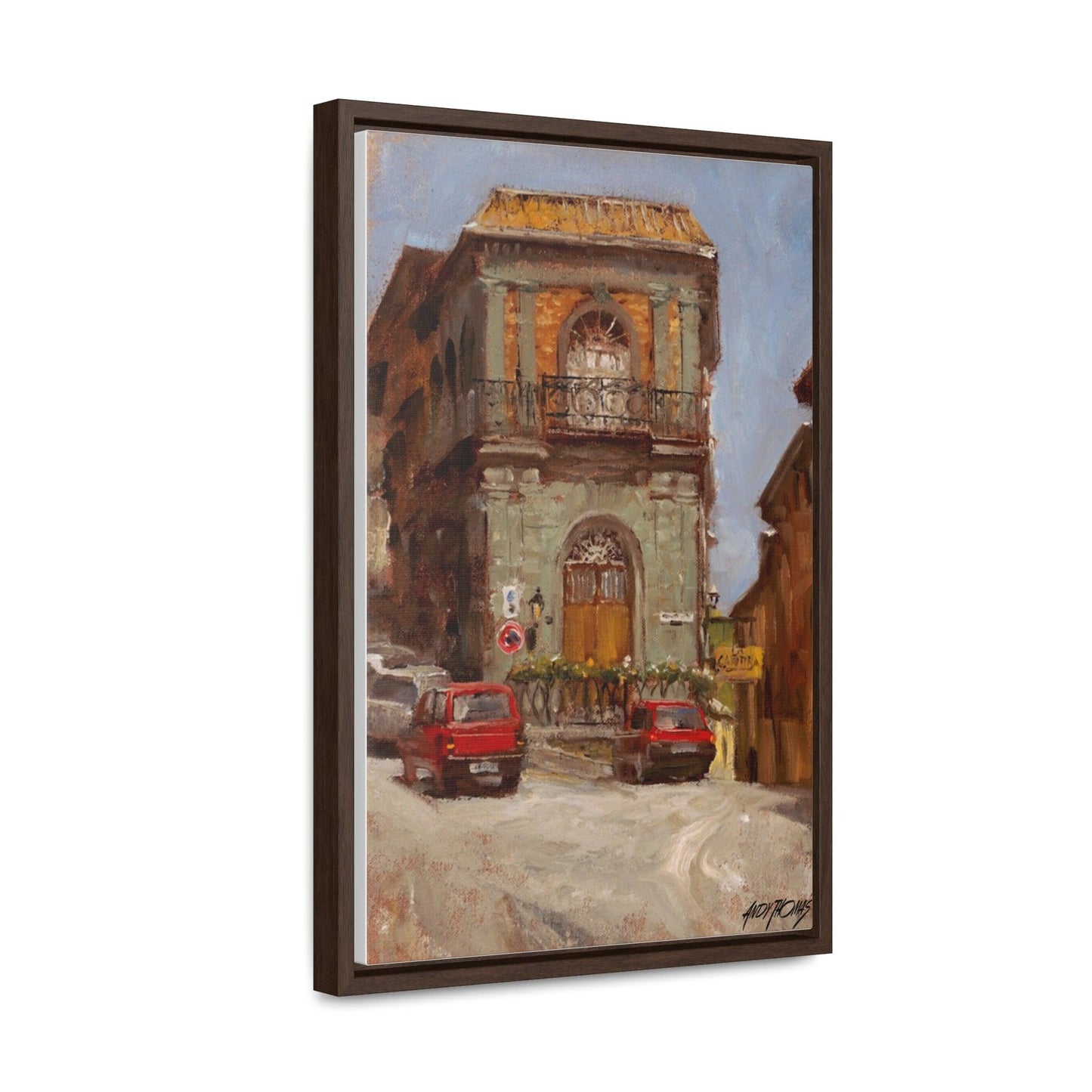 Italian Cars - Charming Vertical Canvas Wrap - Artful Italian Street Home Decor - Andy Thomas Designs