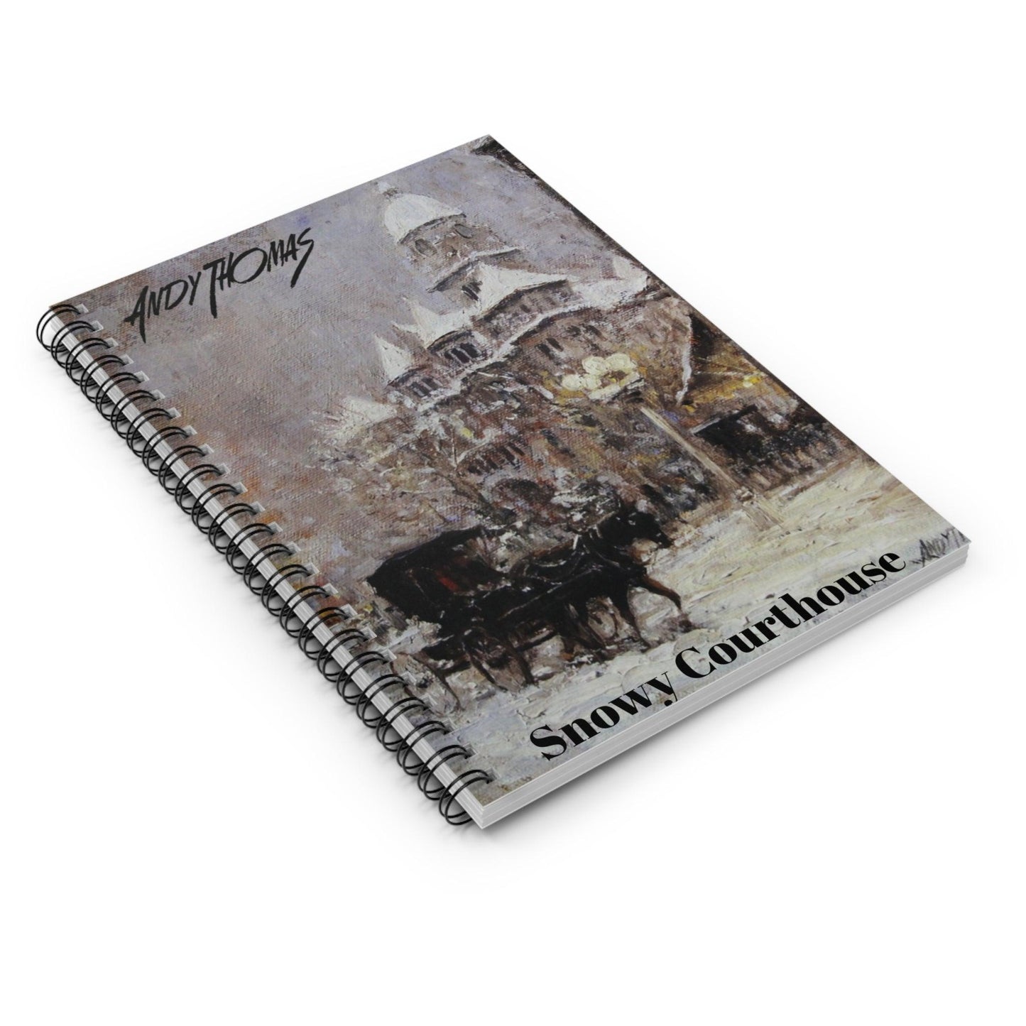 Snowy Courthouse - Spiral Notebook - Ruled Line - Andy Thomas Designs