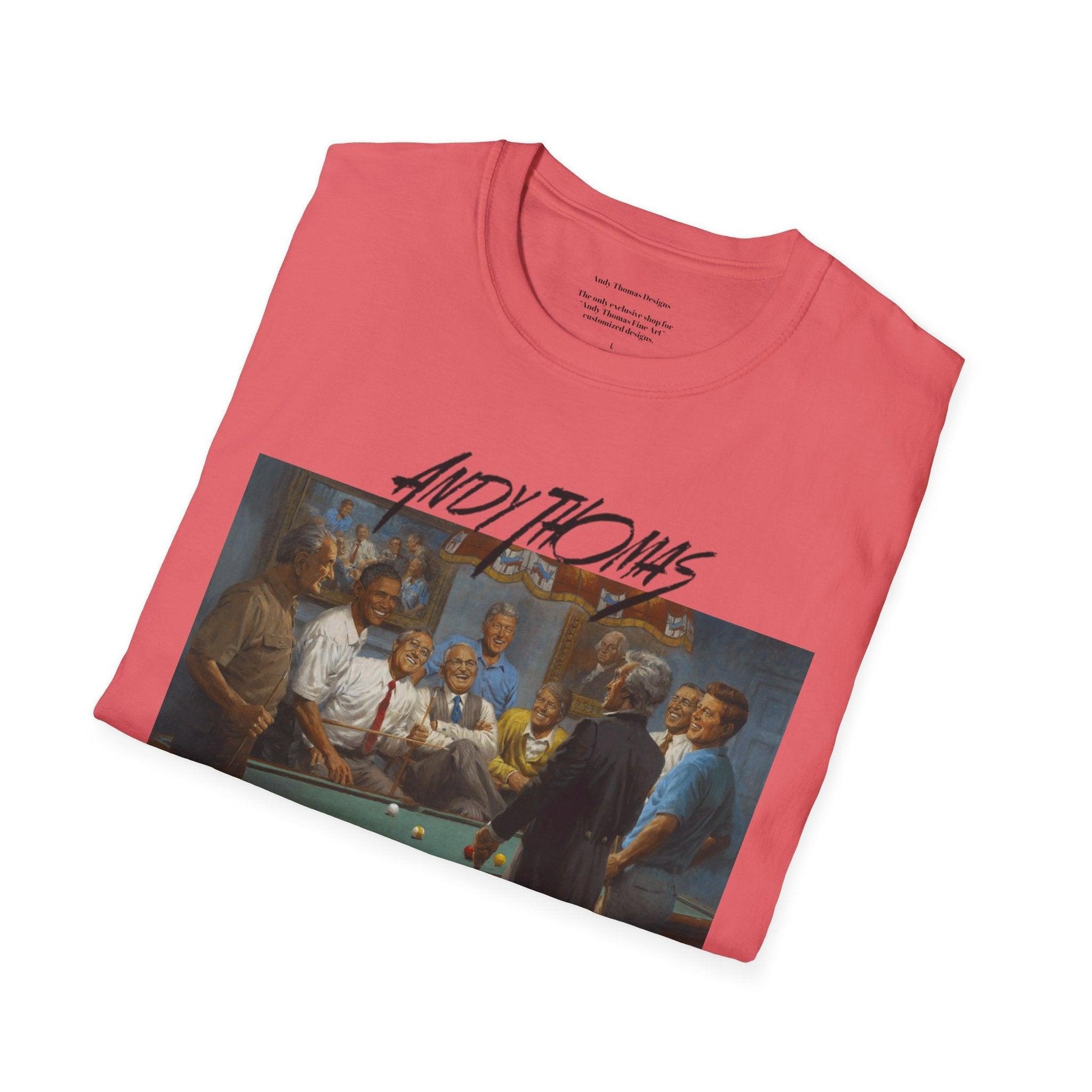 Callin' the Red T-Shirt - US Presidents Playing Pool - Andy Thomas Designs