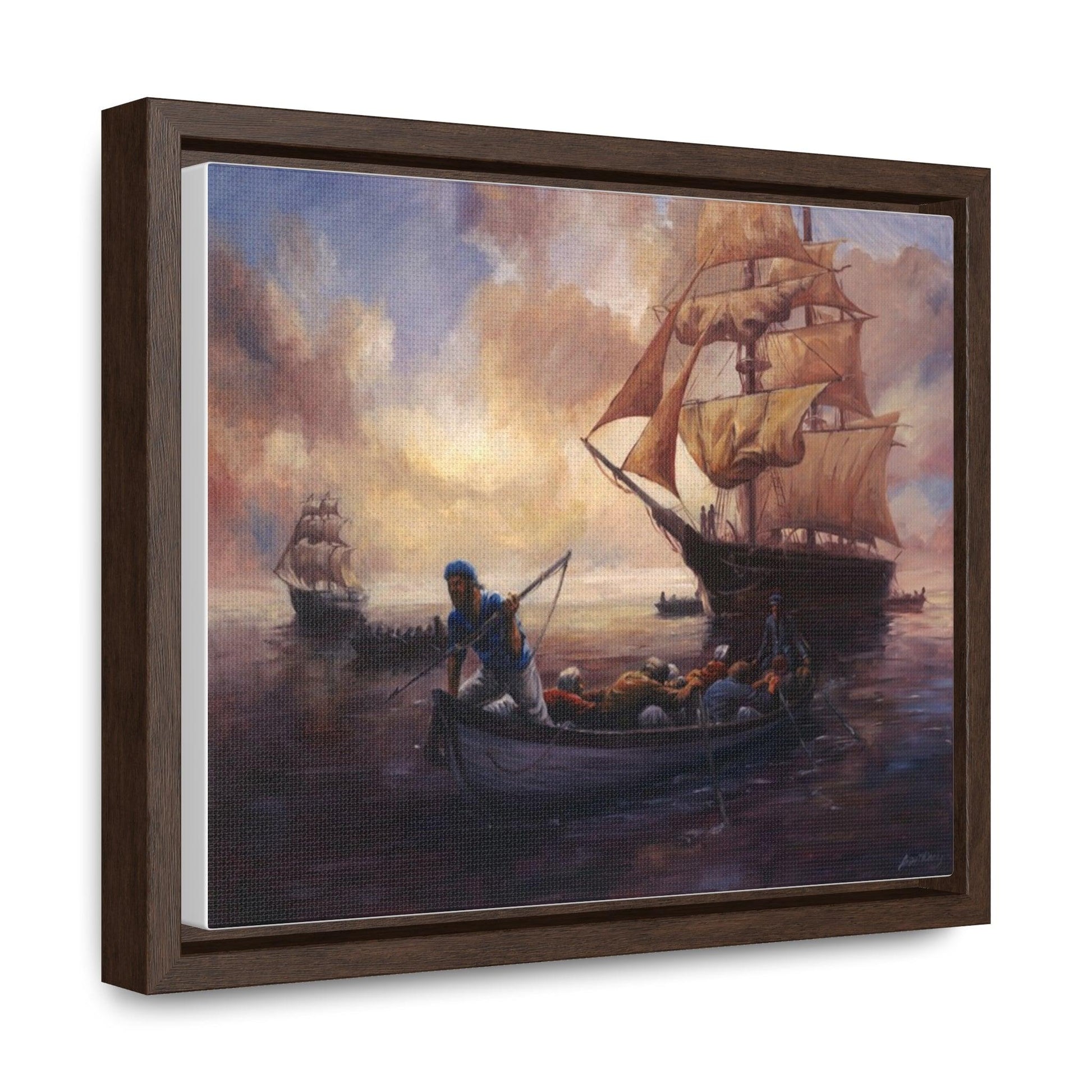 The Whale Hunt - Nautical Whaling Adventure Gallery Canvas Wrap - Framed Maritime Artwork - Andy Thomas Designs