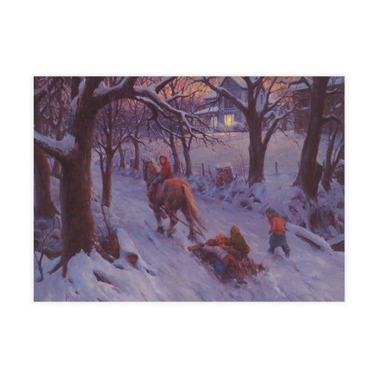 Winter's Snow Ride | Elegant Winter themed Postcard Bundle - Envelopes Included